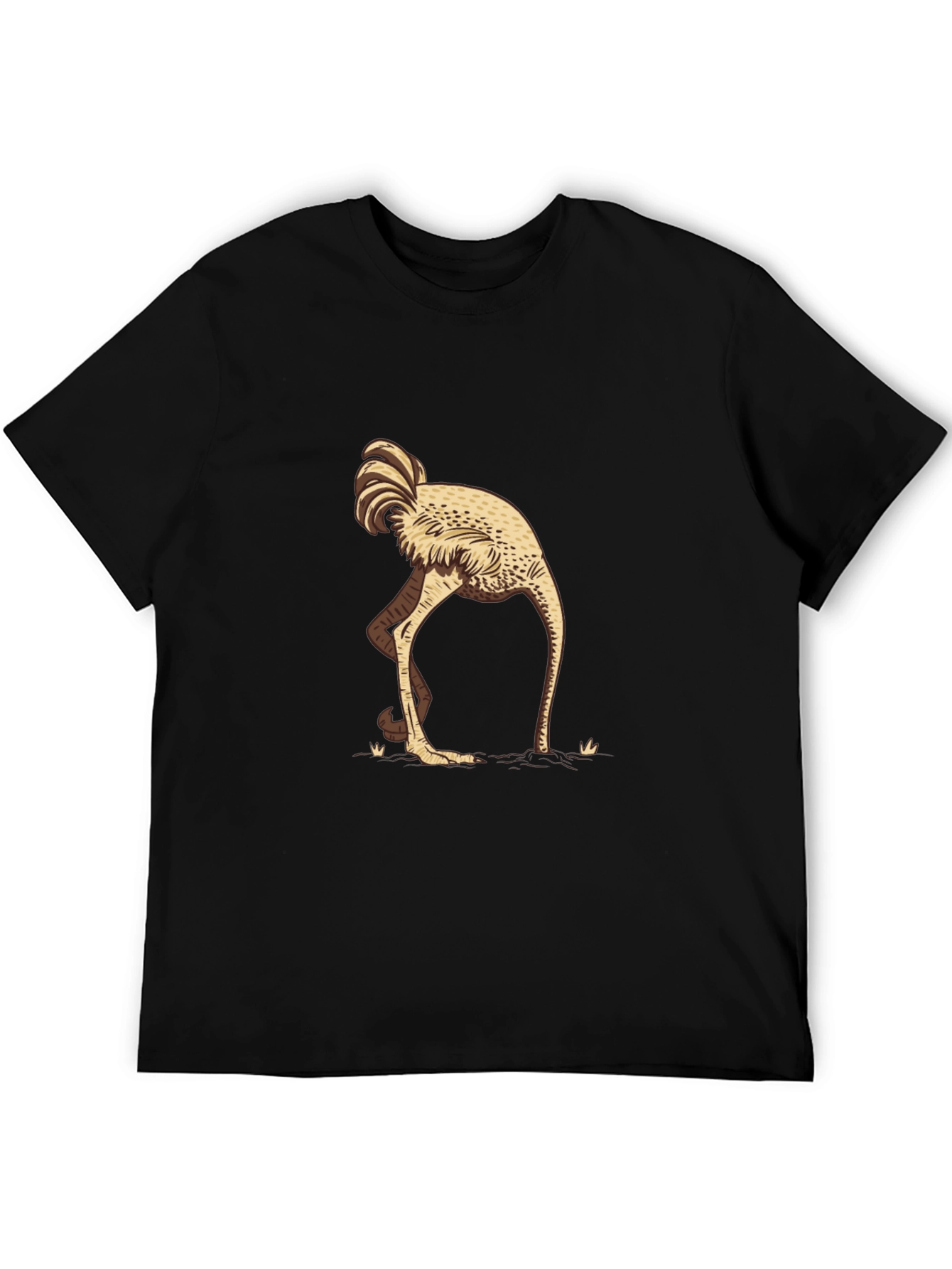Black Ostrich Head in Sand Graphic Tee - Black view 5