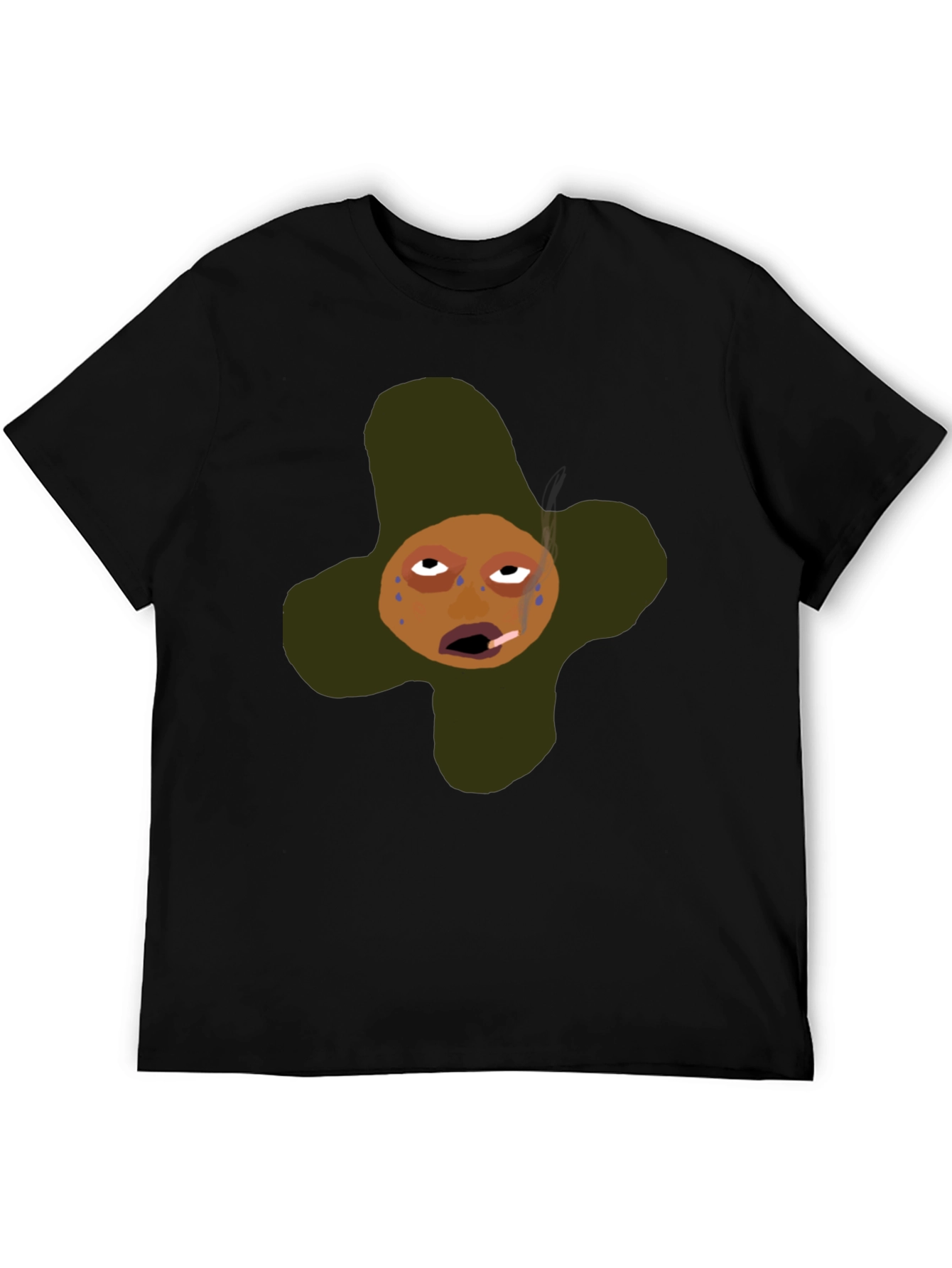 Black Funny Cartoon Graphic T-Shirt - Black view 5