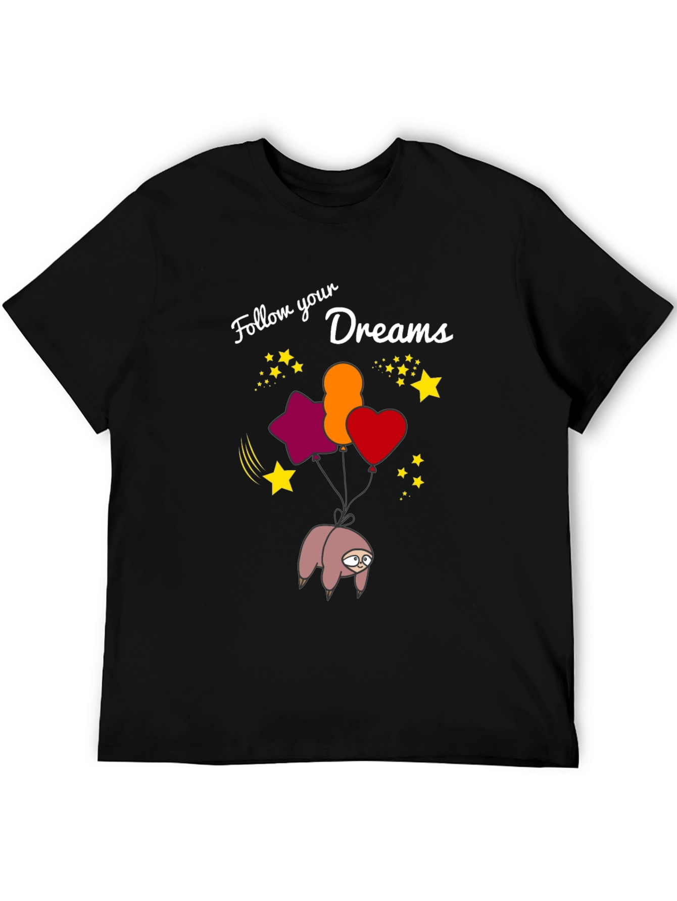 Black Dreamy Sloth T-Shirt - Follow Your Dreams! view 5