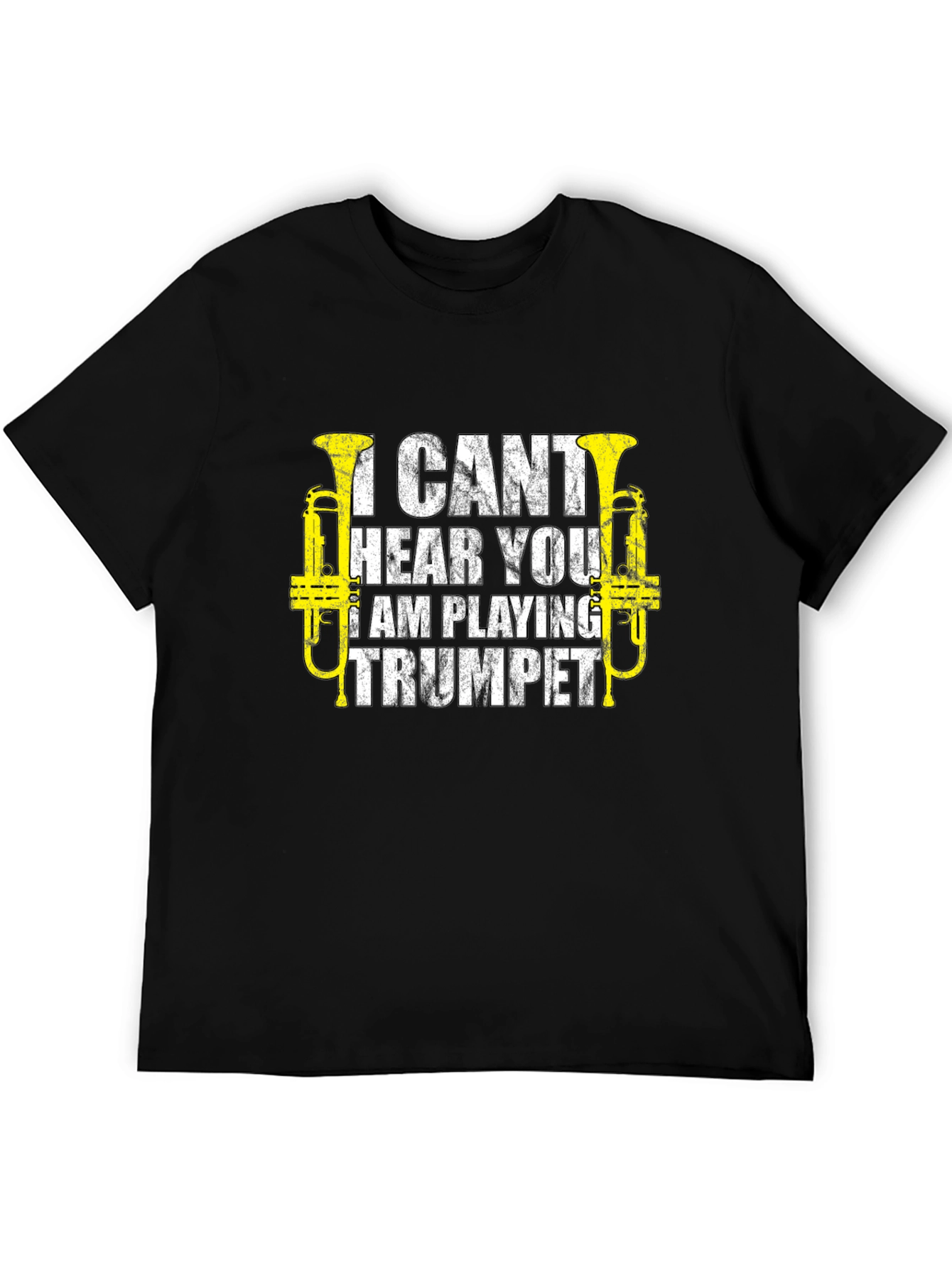 Black I Can't Hear You Trumpet Player T-Shirt view 5