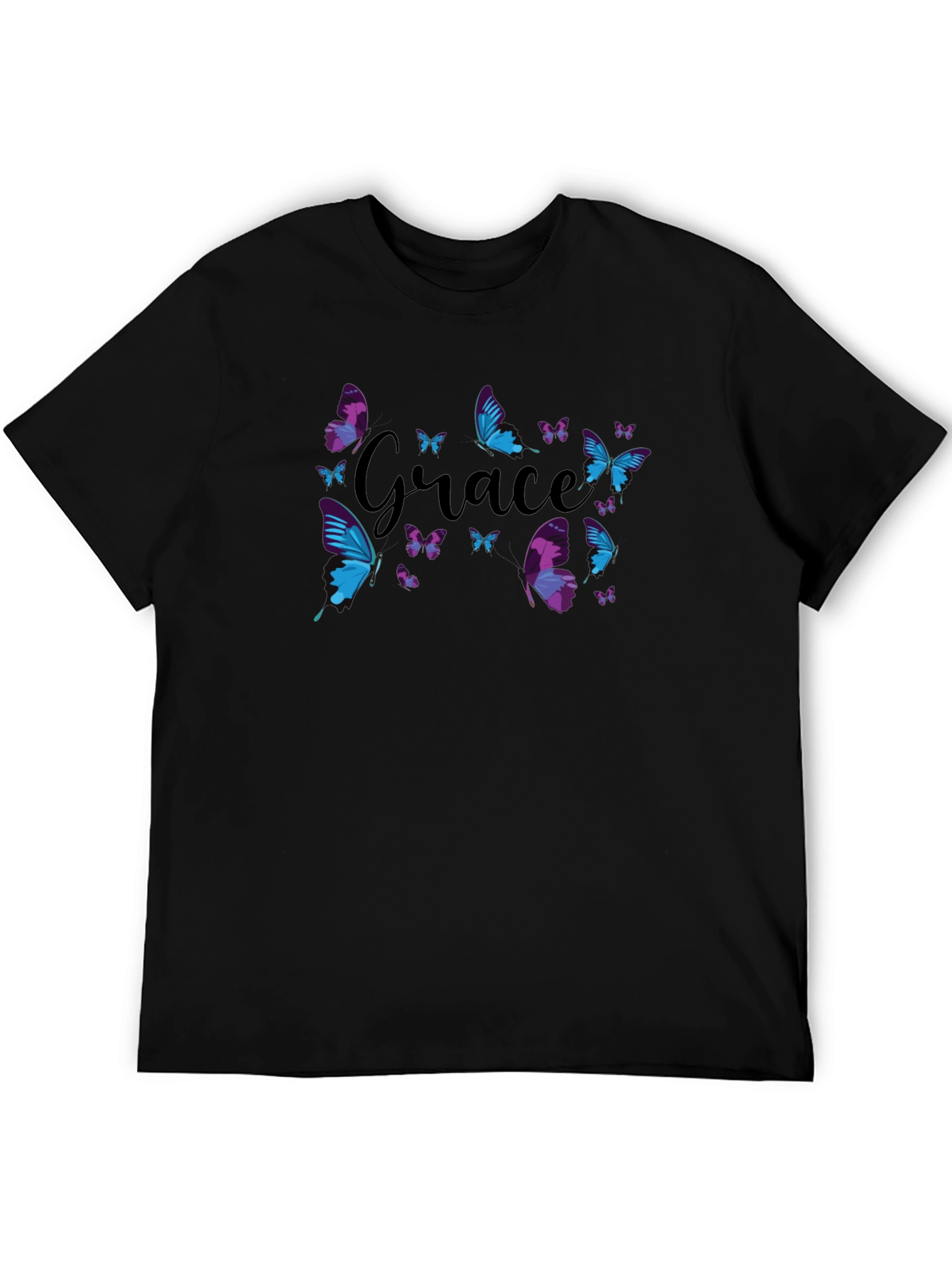 Black Grace Butterfly Graphic Black T-Shirt view 5