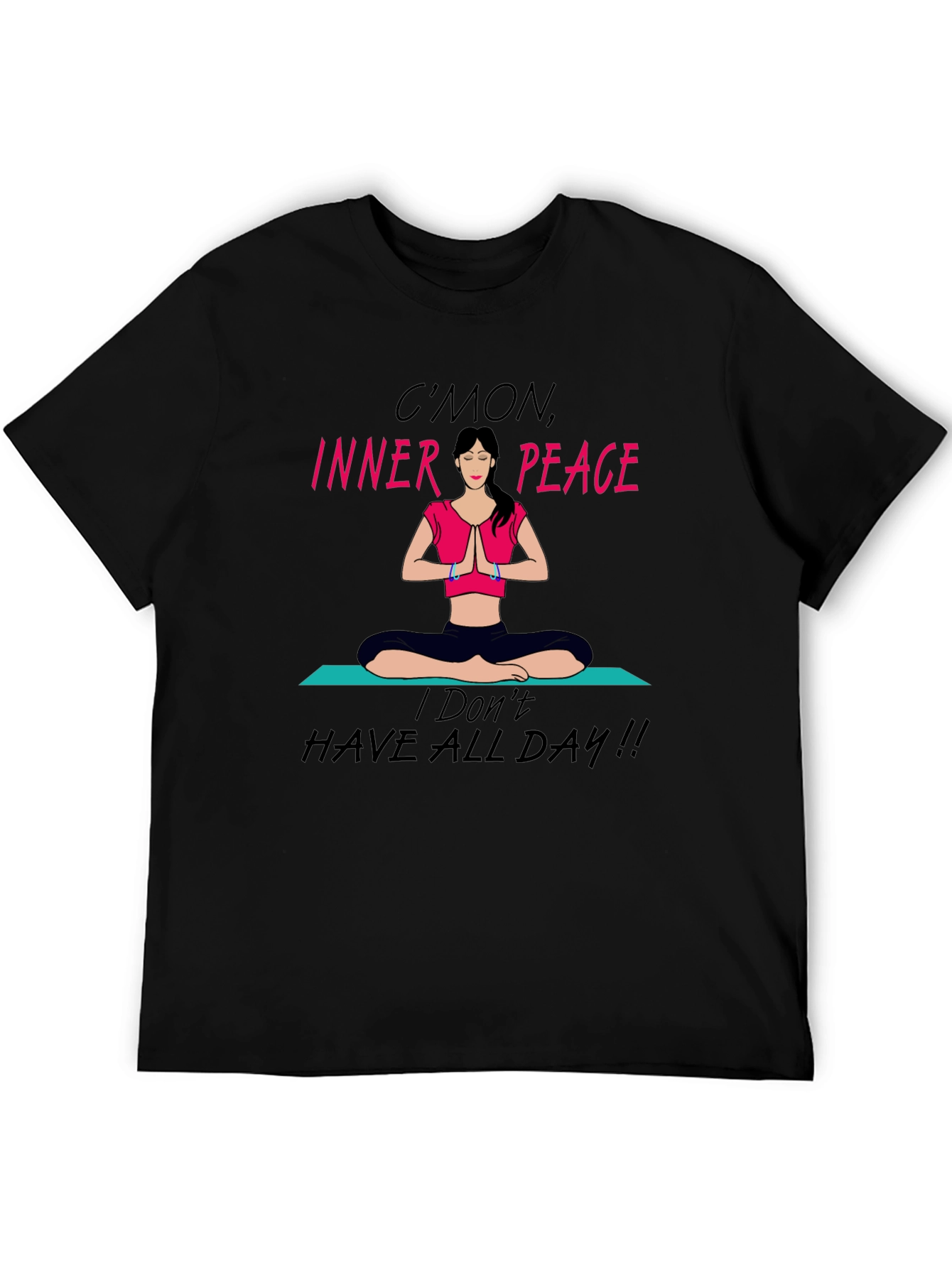 Black Funny Yoga Inner Peace Graphic T-Shirt view 5