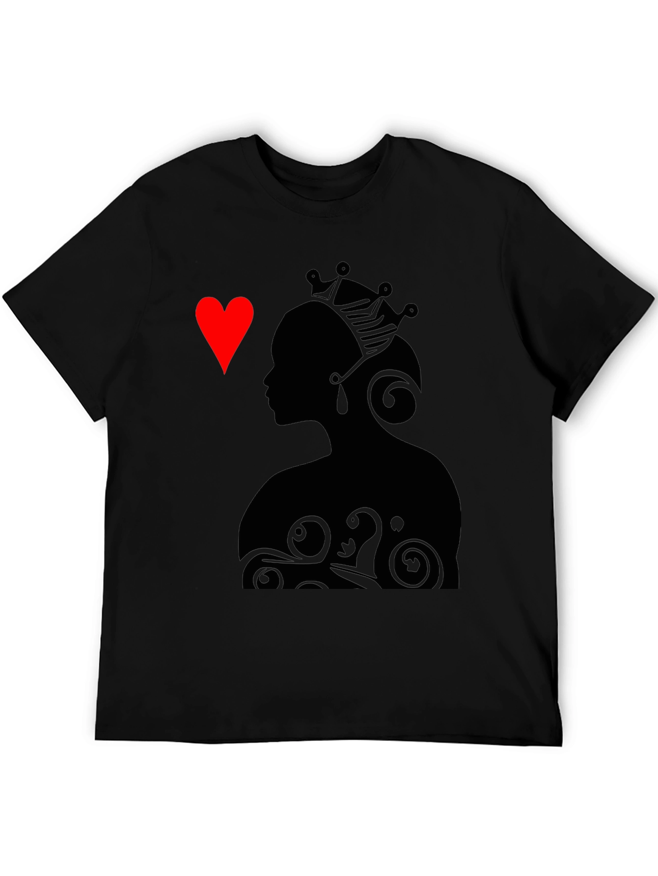 Black Queen of Hearts Graphic Tee - Stylish Black T-Shirt view 5