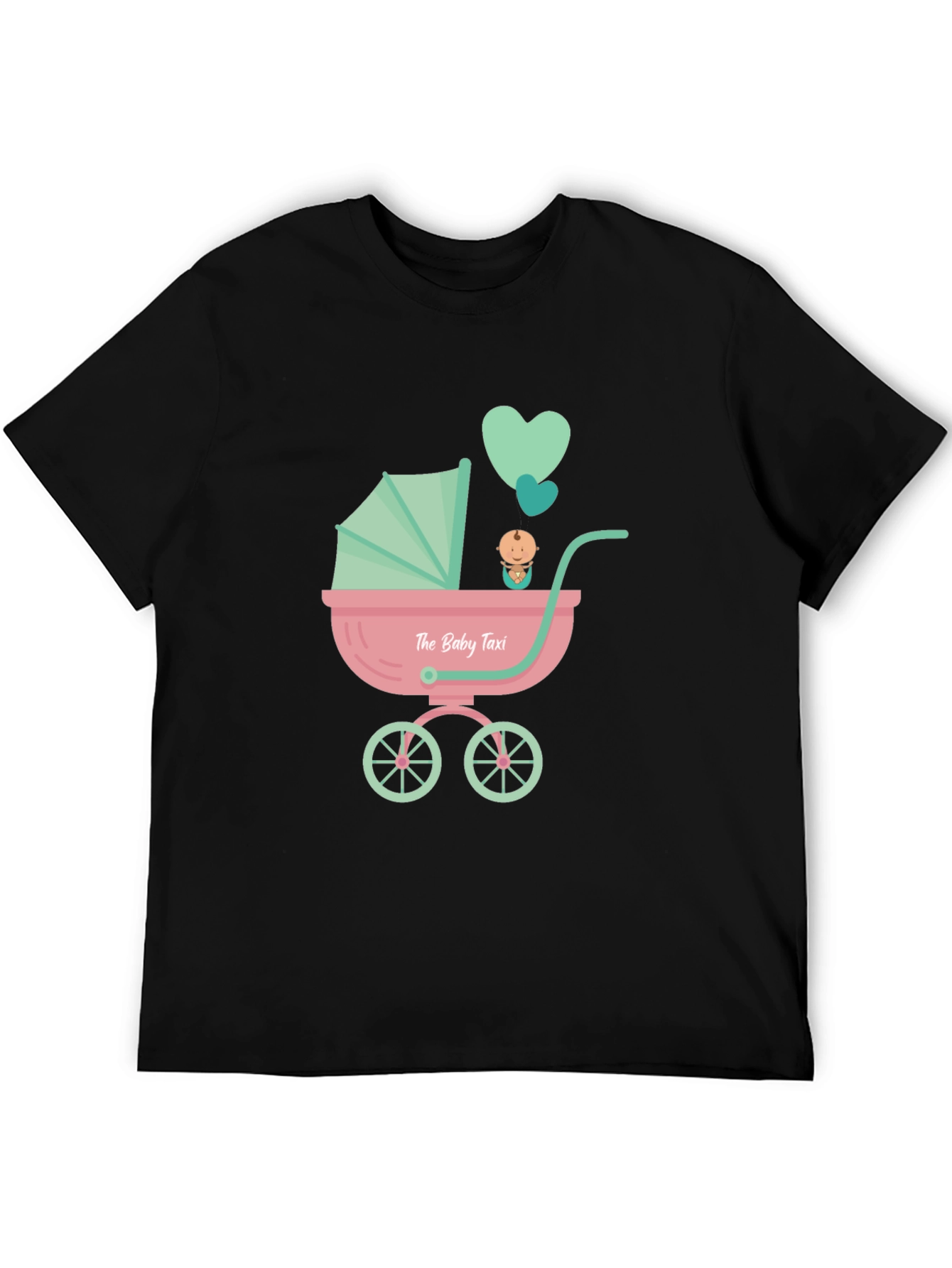 Black The Baby Taxi T-Shirt - Cute Stroller Design view 5