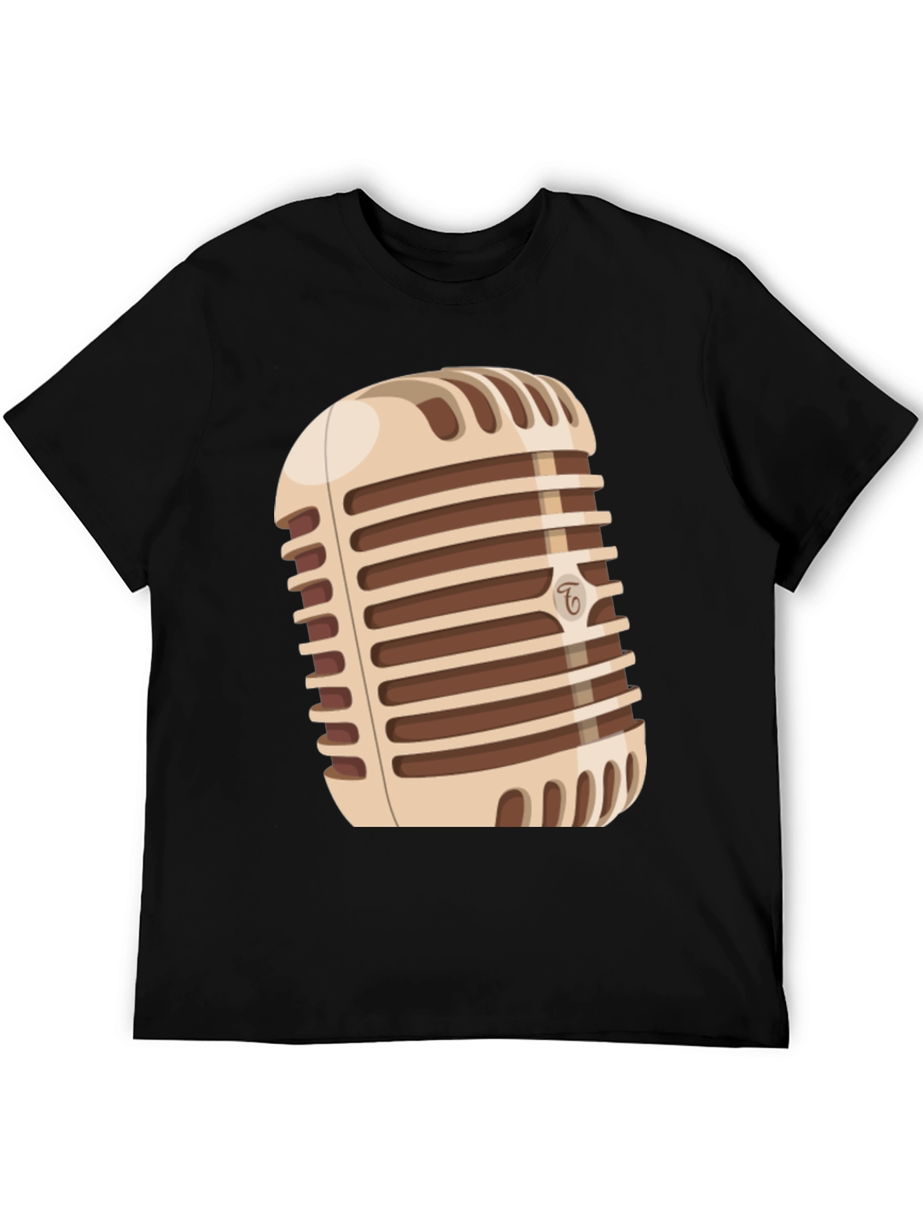 Black Vintage Microphone Graphic T-Shirt view 5