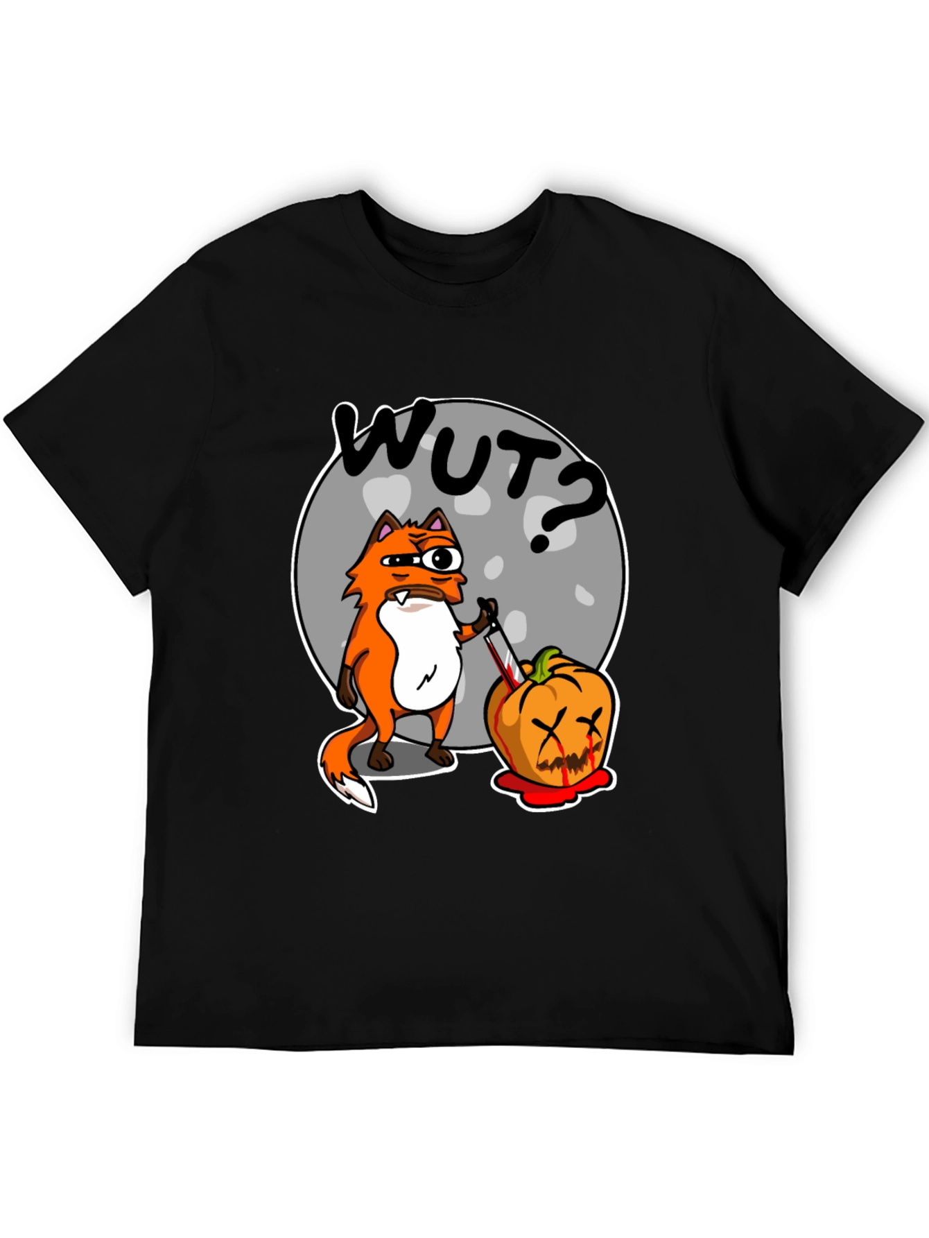 Black WUT Fox Pumpkin Graphic T-Shirt view 5