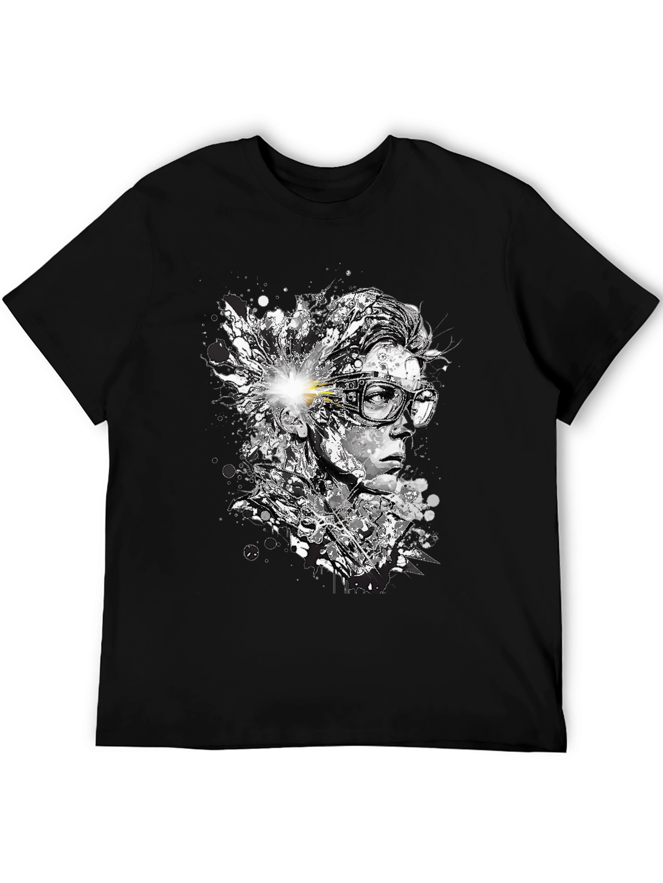 Black Abstract Mind T-Shirt - Artistic Black Tee view 5