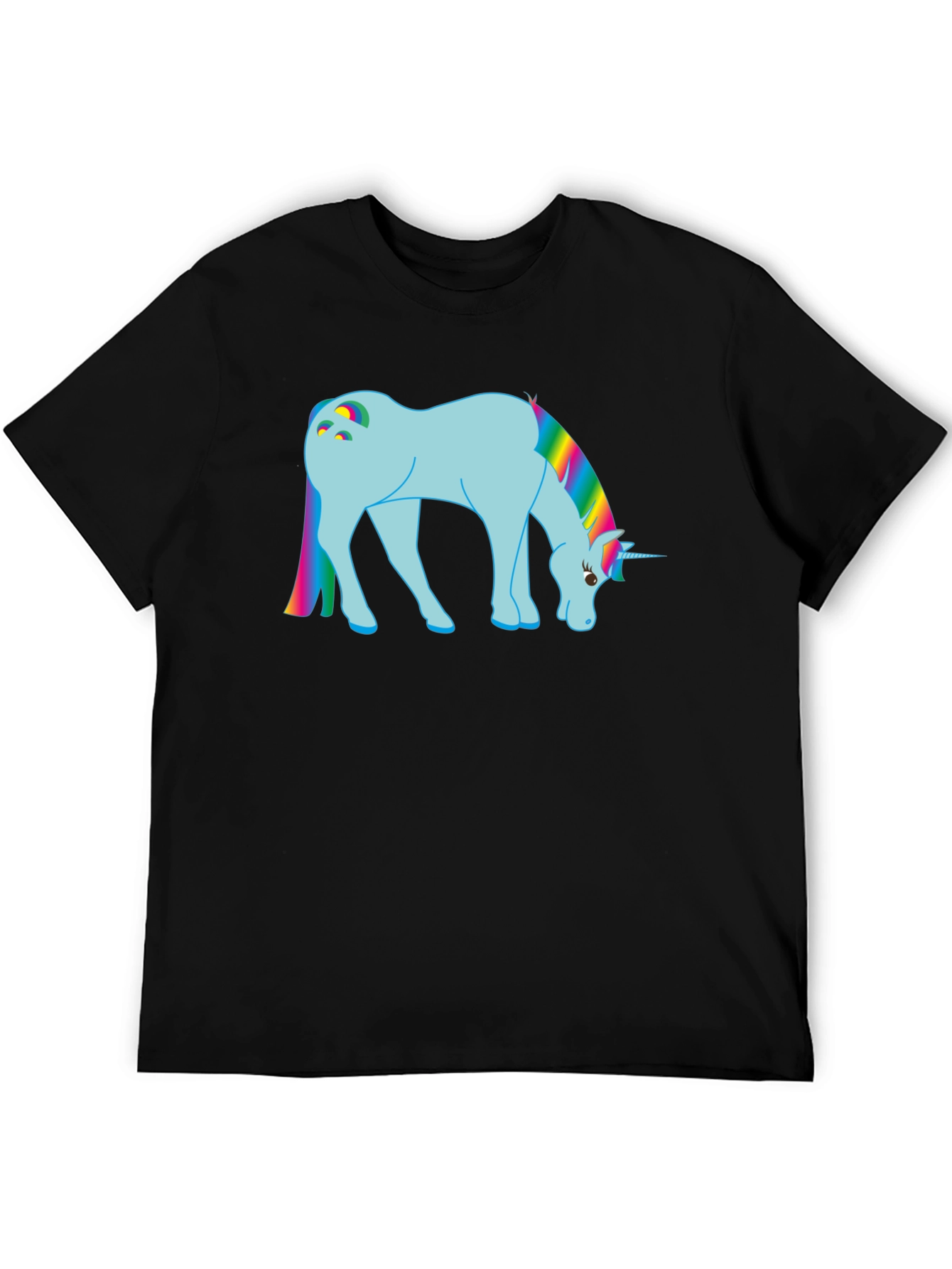 Black Rainbow Unicorn Graphic T-Shirt view 5