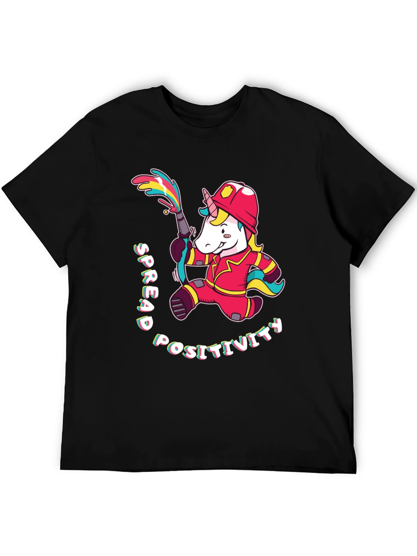 Black Unicorn Firefighter T-Shirt - Spread Positivity view 5