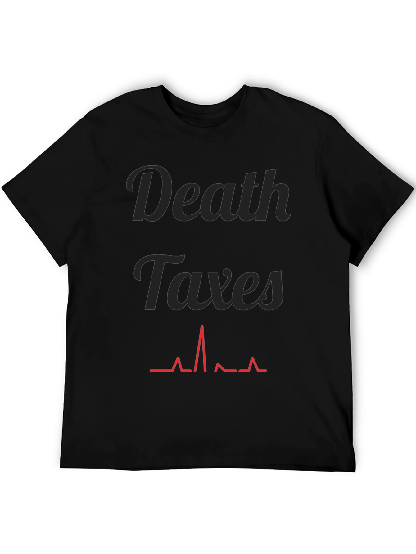 Black Death Taxes Heartbeat Graphic Tee - Black view 5