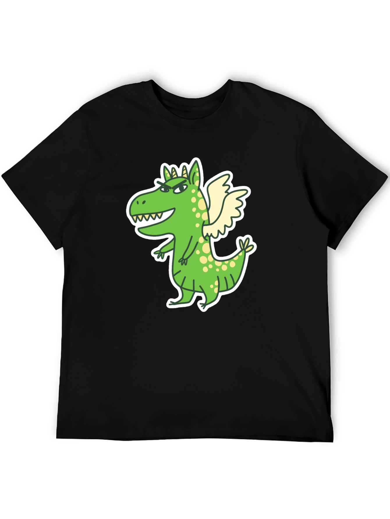 Black Dragon Cartoon Print Black T-Shirt view 5