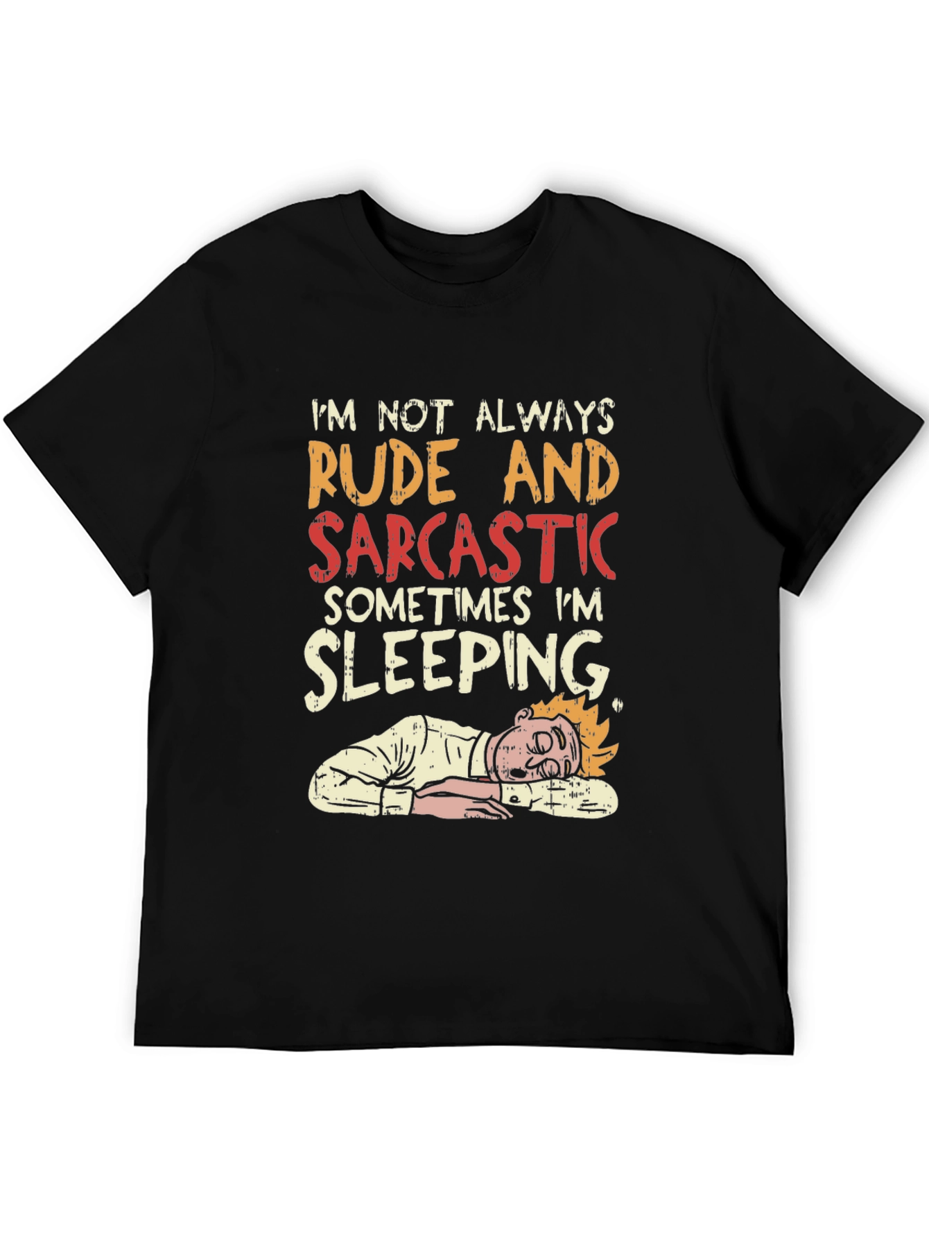 Black Rude and Sarcastic Sleeping Graphic Tee view 5