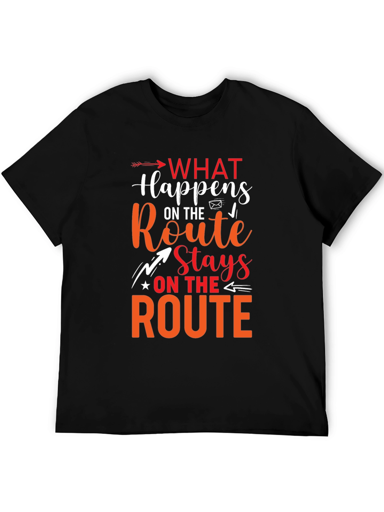 Black What Happens On The Route Stays Graphic T-Shirt view 5