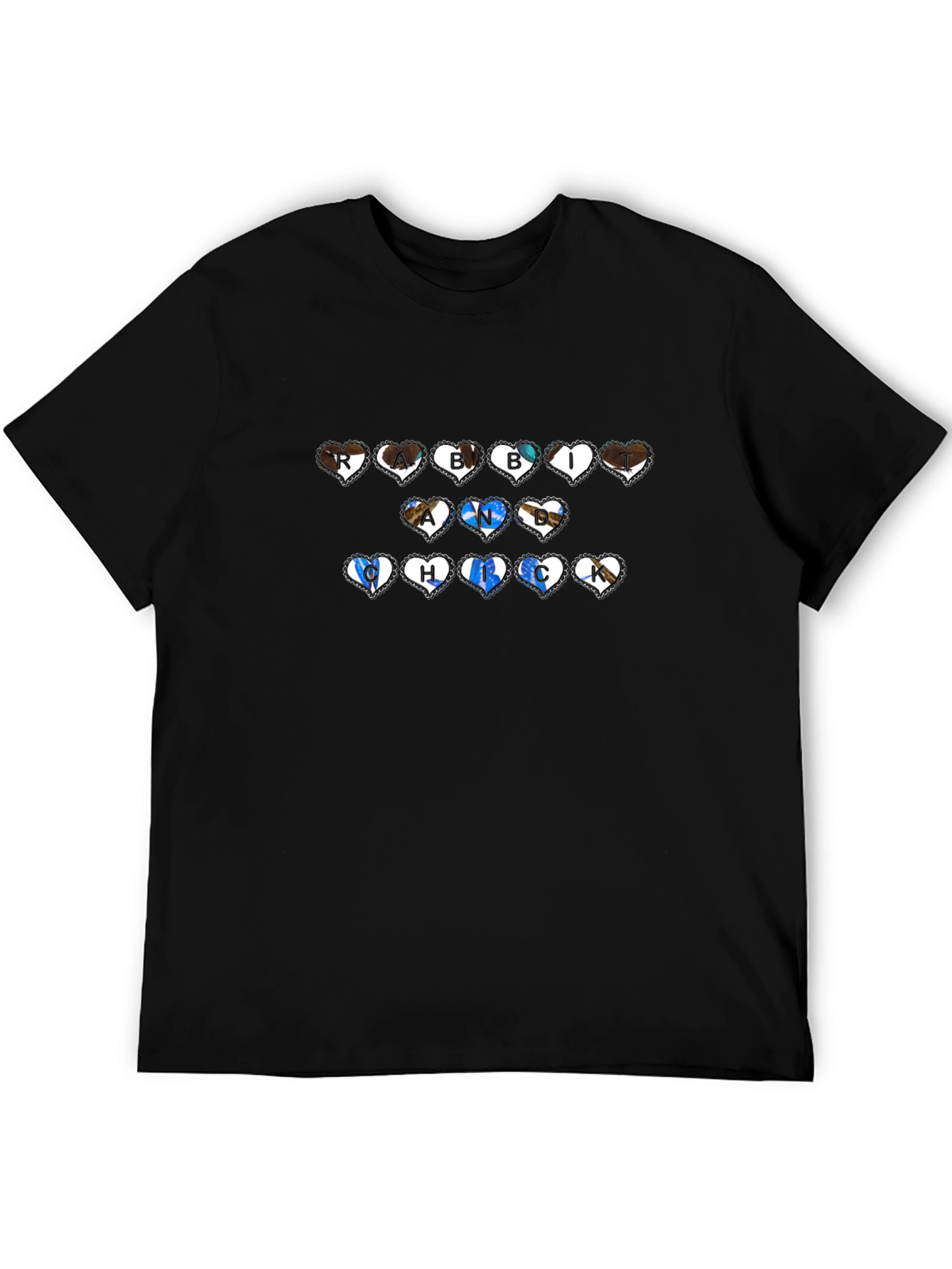 Black Rabbi And Chick Hearts T-Shirt - Novelty Humor Tee view 5