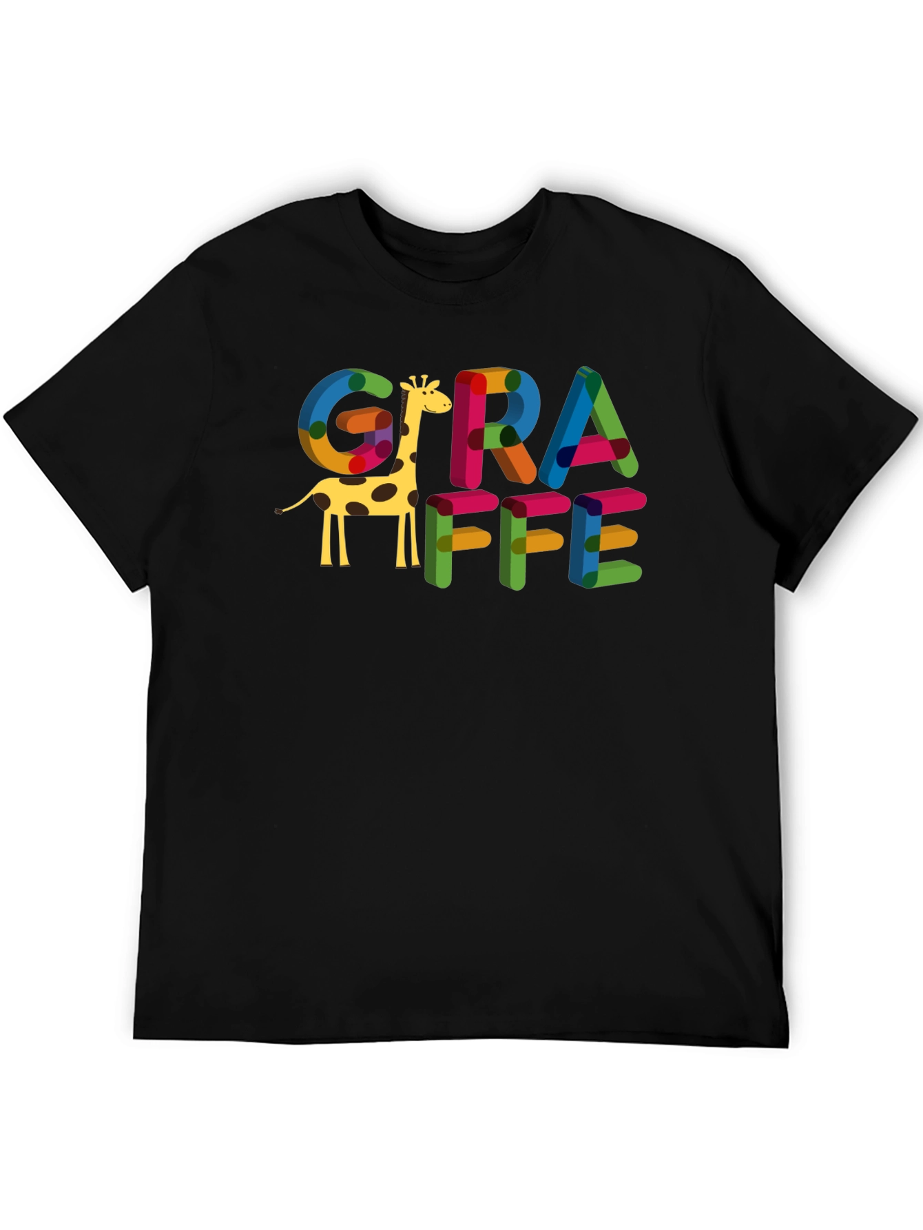 Black Fun Giraffe Graphic Tee - Stylish Black T-Shirt view 5