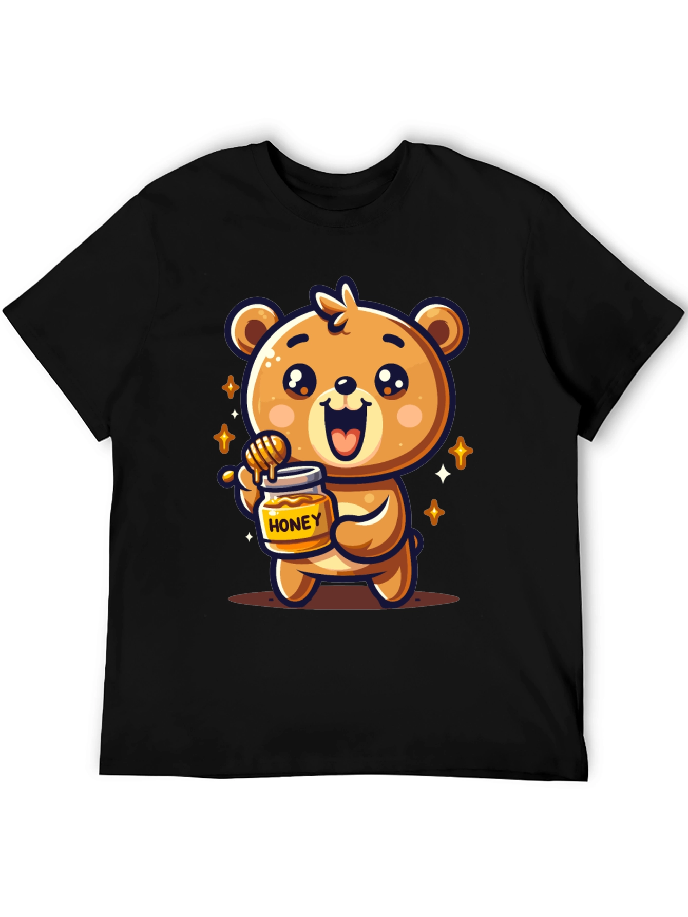 Black Cute Bear Honey Jar Graphic Tee view 5