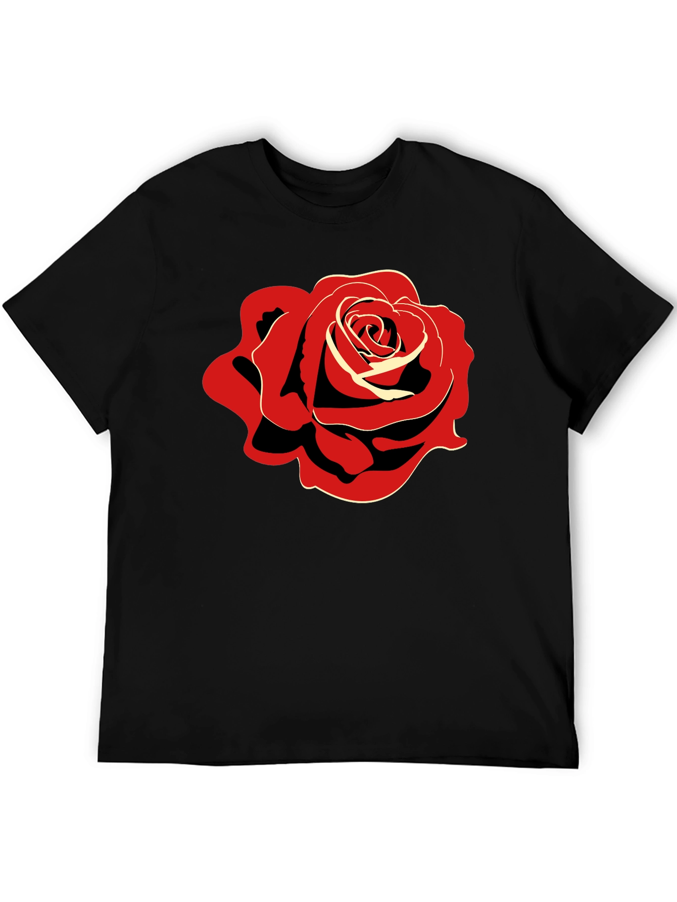 Black Bold Rose Graphic Black T-Shirt view 5