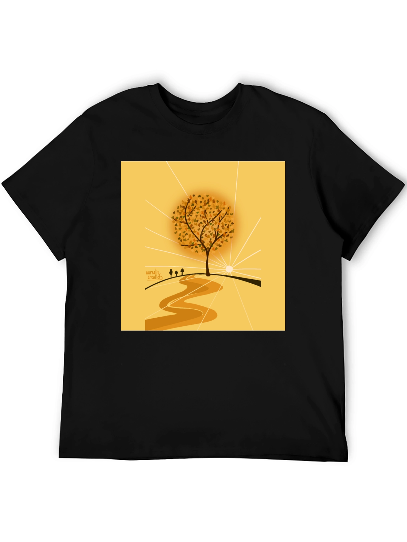 Black Nature Inspired Graphic Tee - Artistic Tree Design view 5