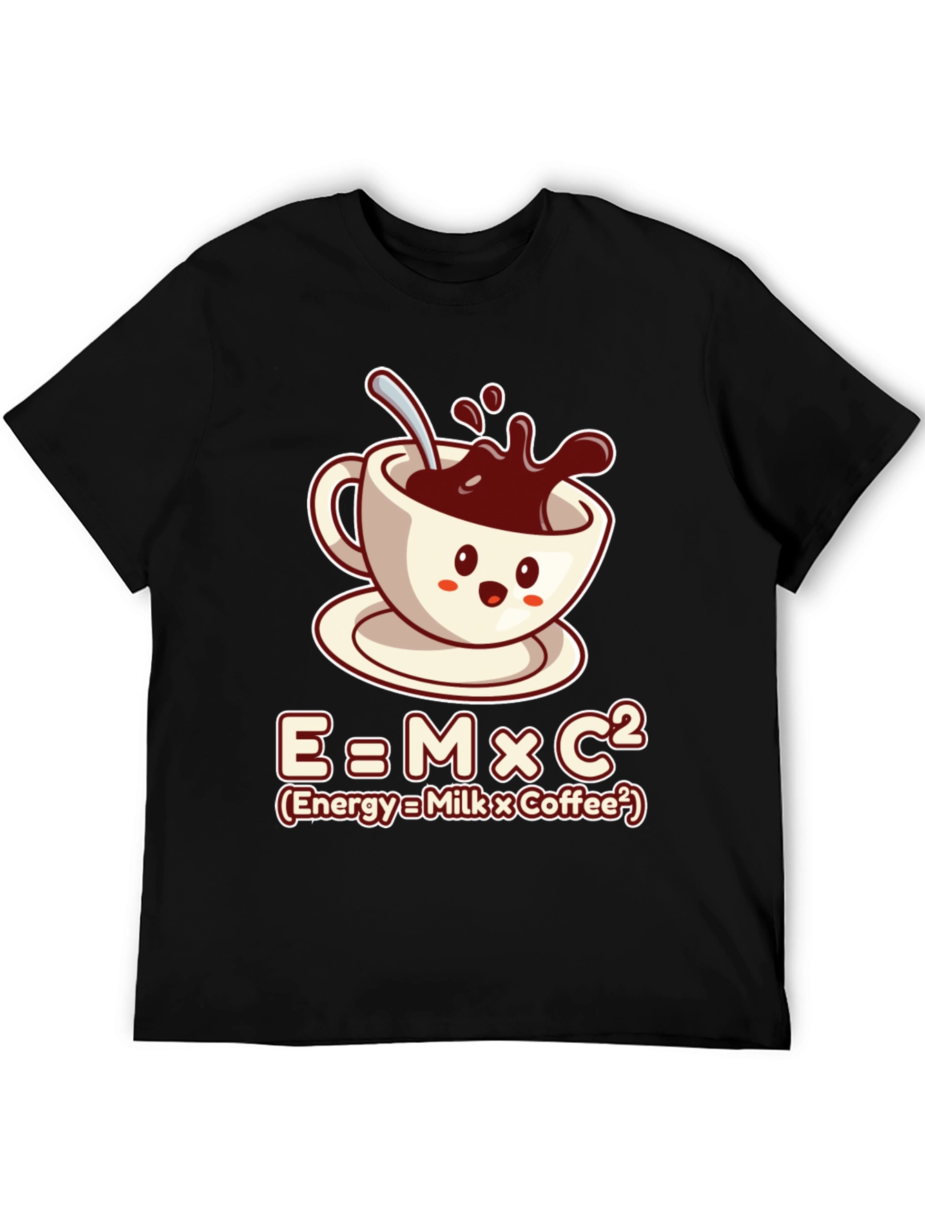 Black Funny Coffee Lover T-Shirt - Energy = Milk x Coffee view 5