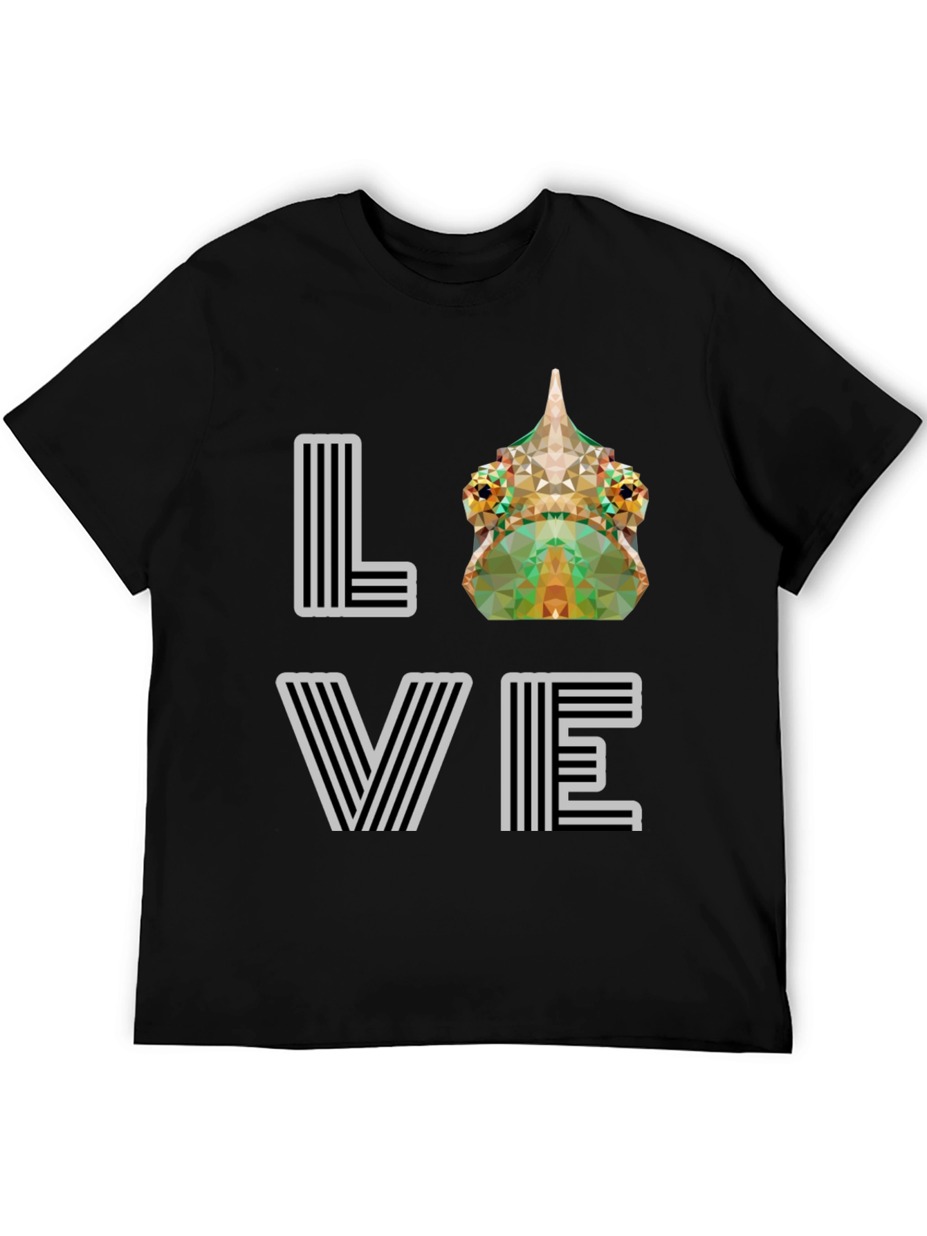 Black Geometric Chameleon 'LOVE' Graphic Tee - Modern Style view 5