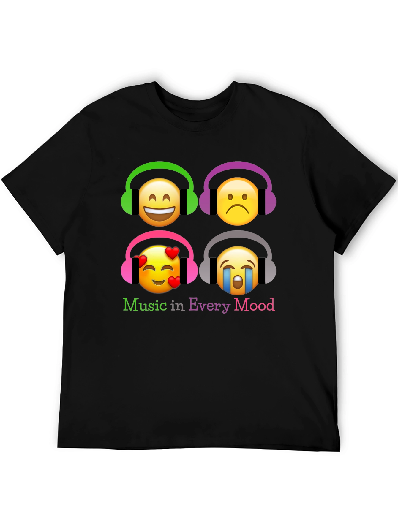 Black Music in Every Mood Emoji T-Shirt - Black view 5