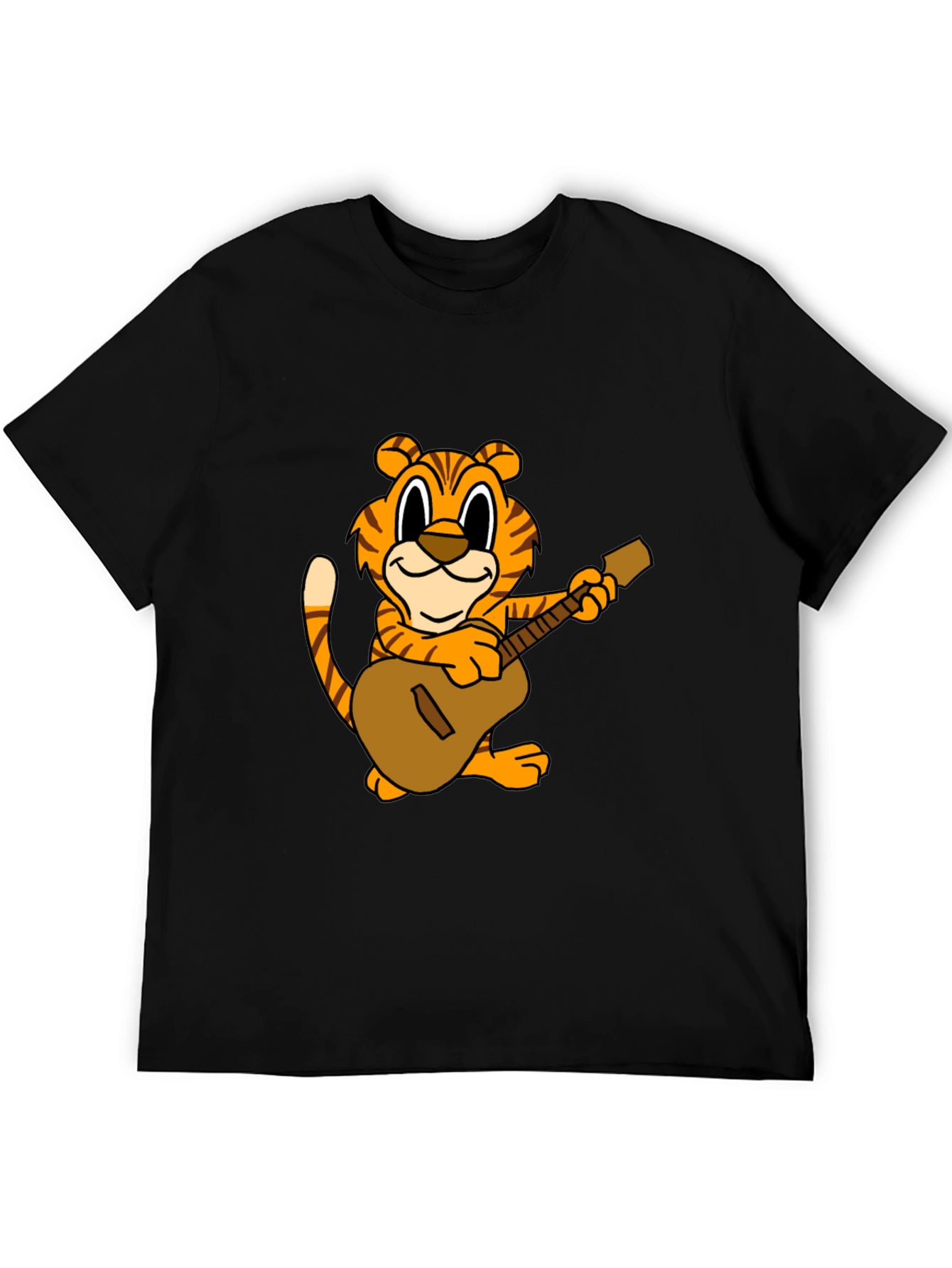 Black Tiger Guitar Player Graphic Tee - Black view 5