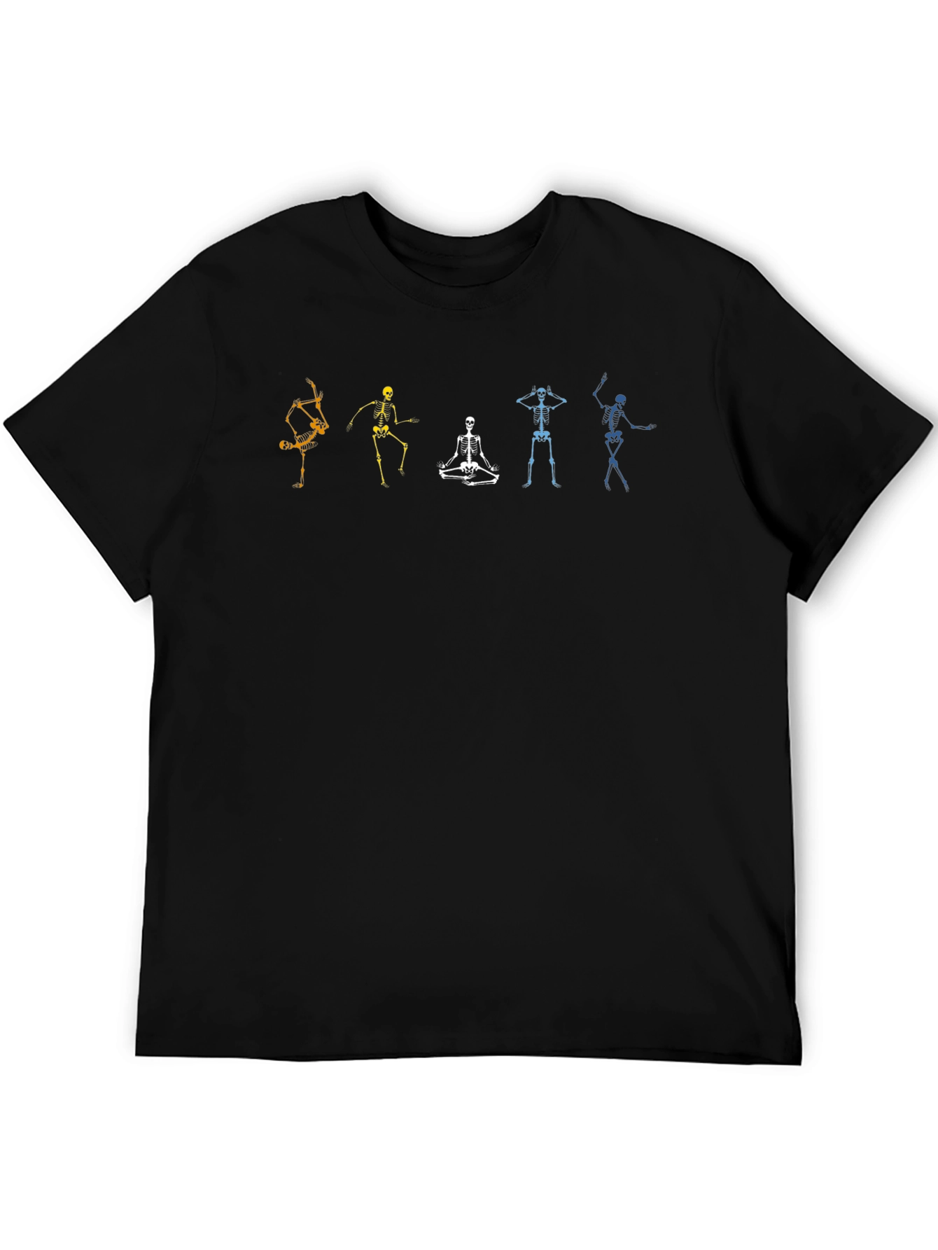 Black Dancing Skeletons Graphic Tee - Black Cotton T-Shirt view 5