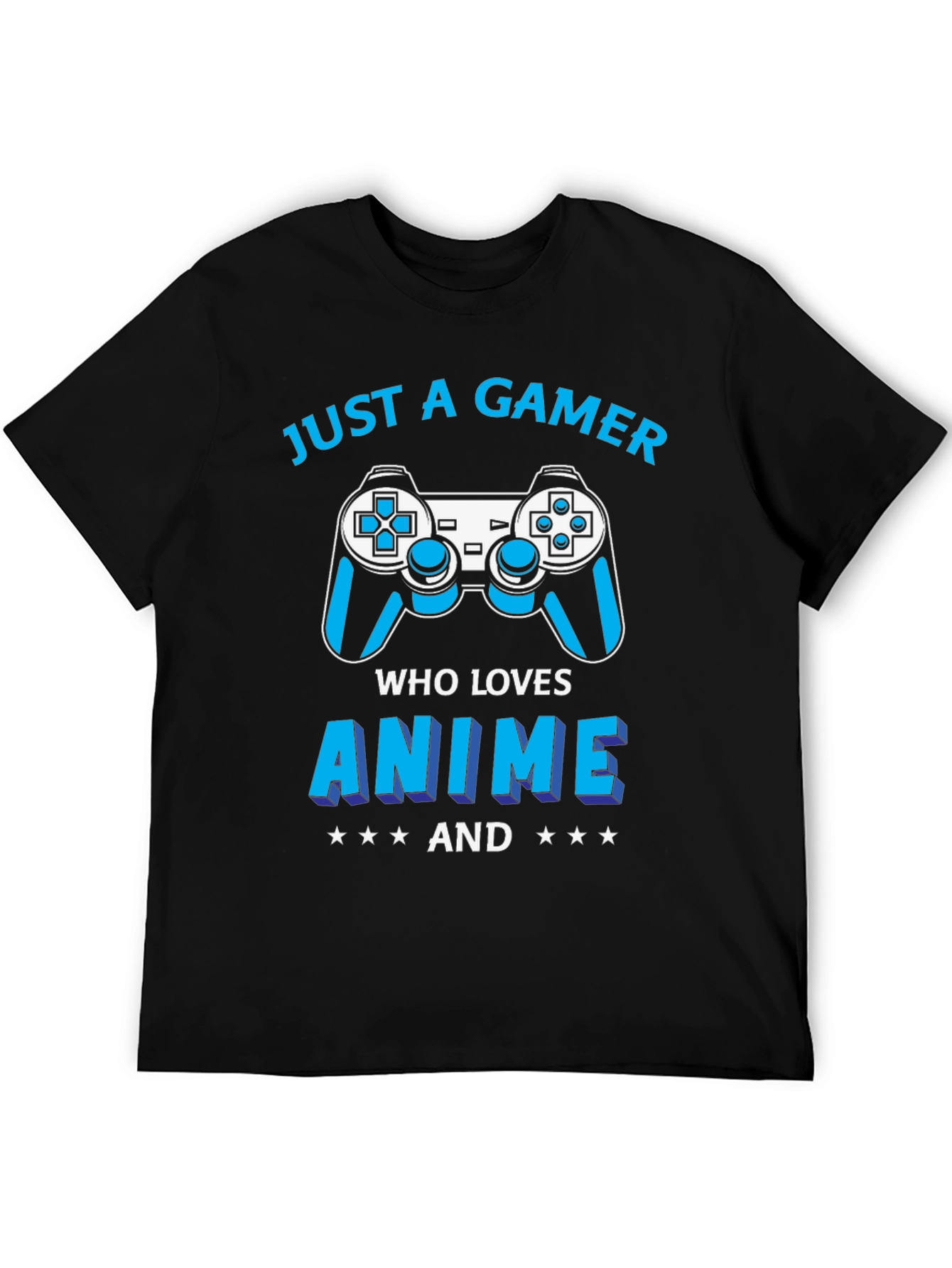 Black Just A Gamer Who Loves Anime T-Shirt view 5