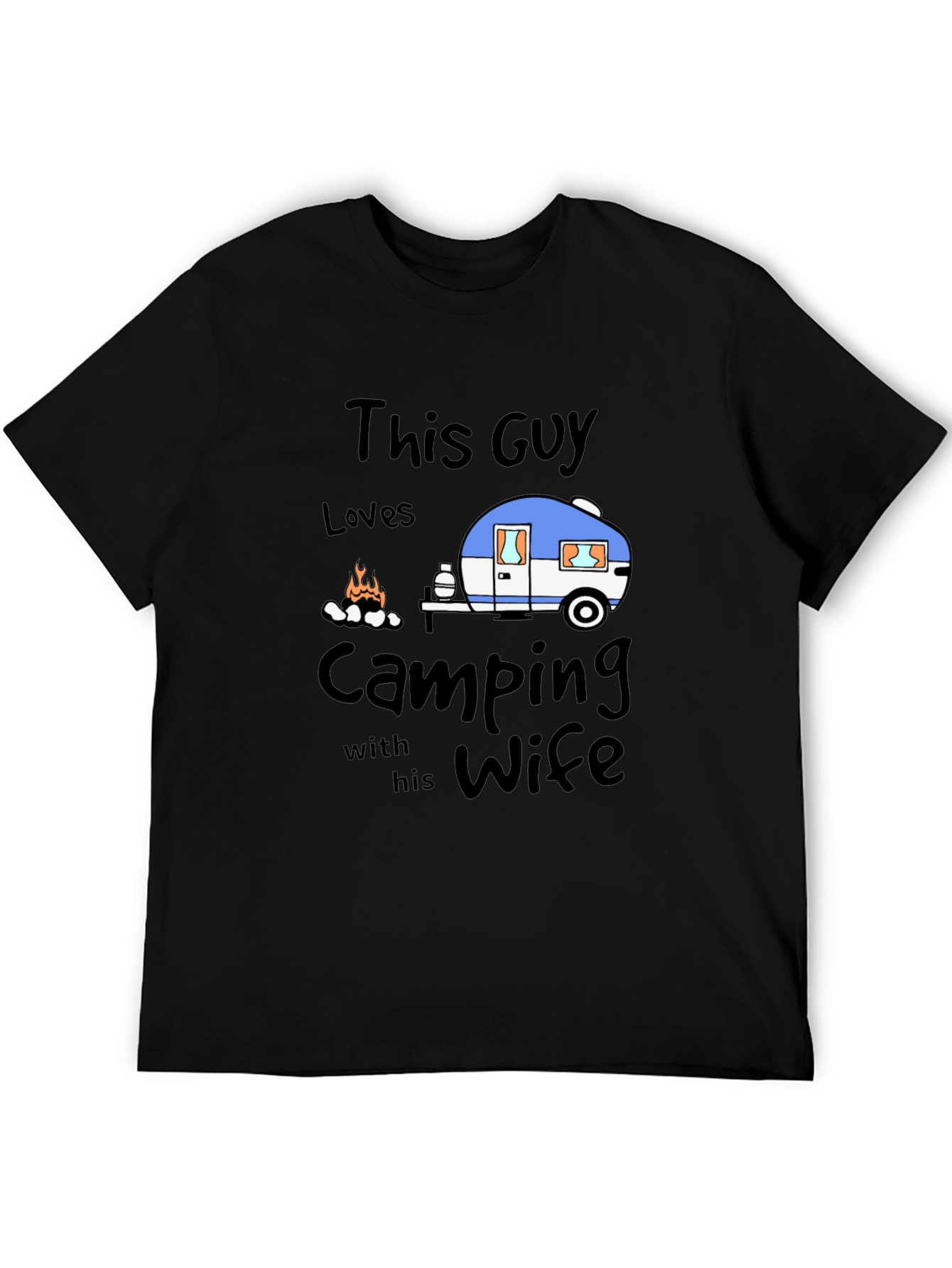 Black Camping with Wife Black T-Shirt view 5
