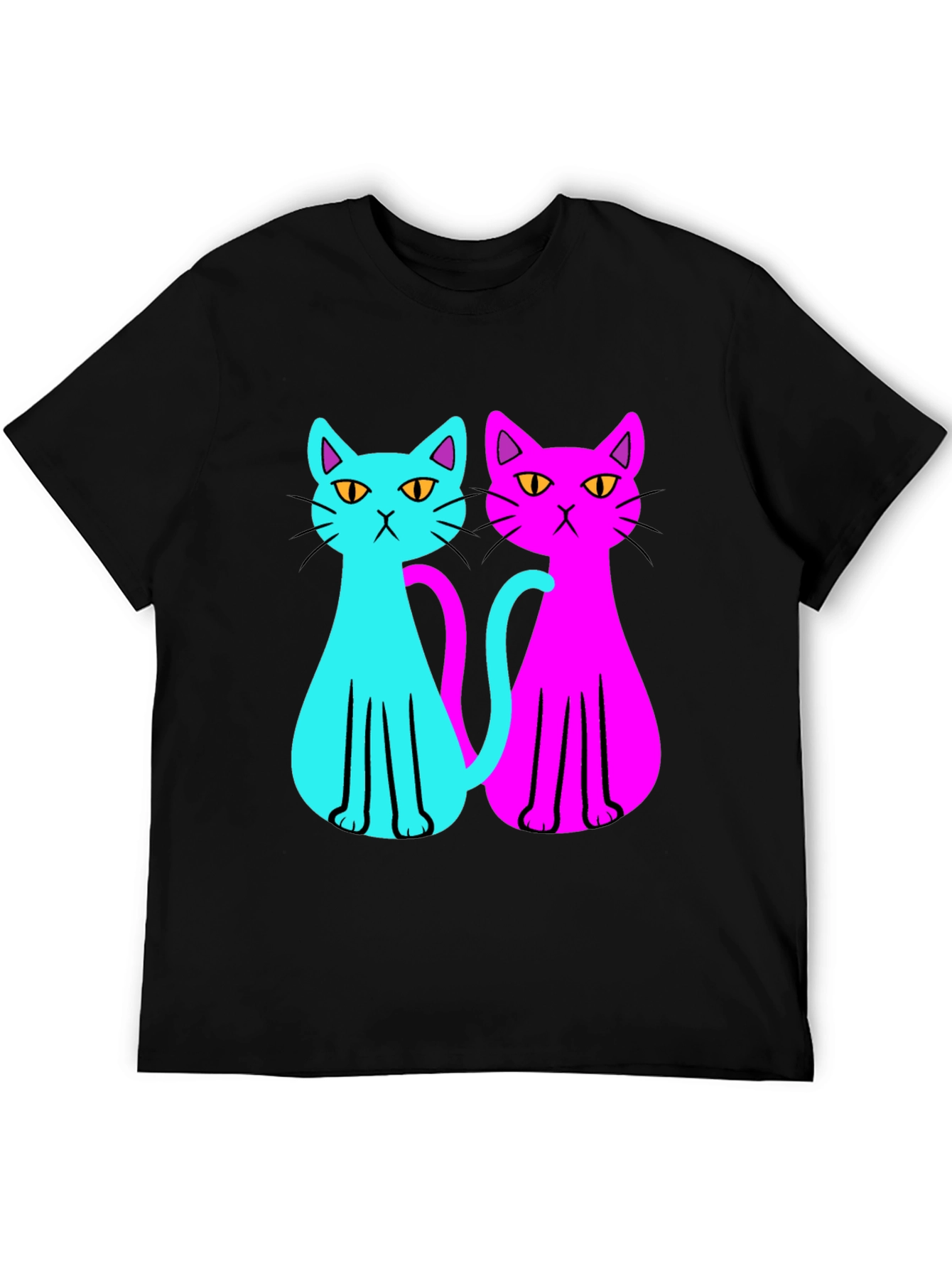 Black Cool Cat Tee: Neon Style view 5