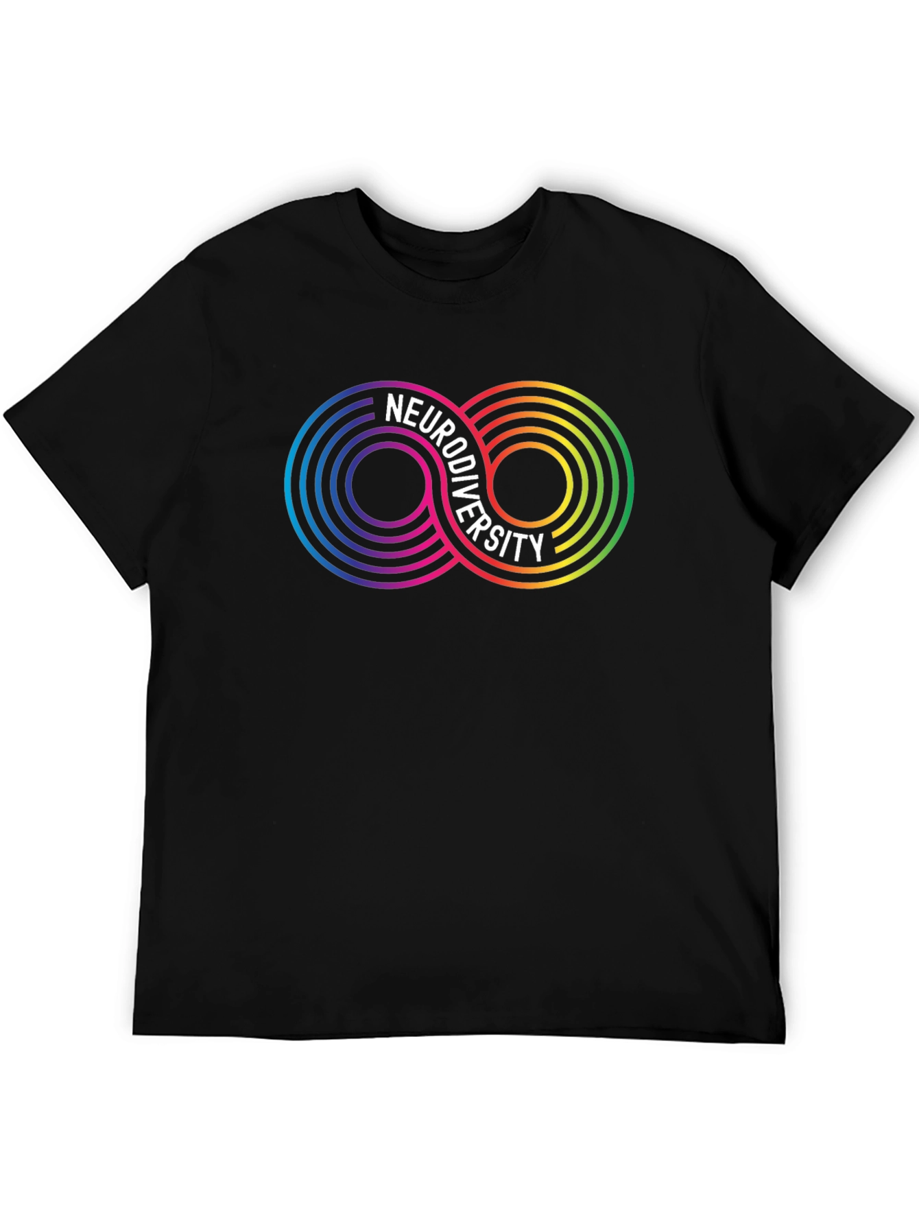 Black Neurodiversity Infinity Symbol Graphic T-Shirt view 5