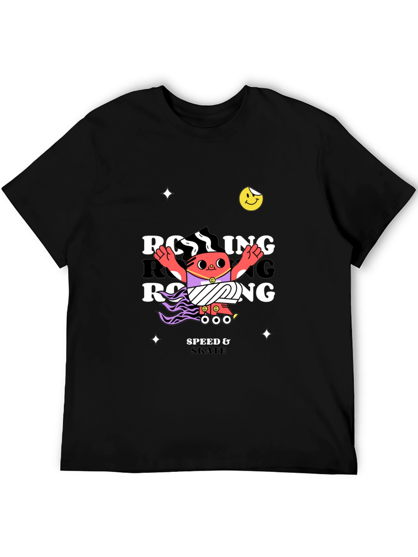 Black Rolling Skate Graphic Black T-Shirt view 5