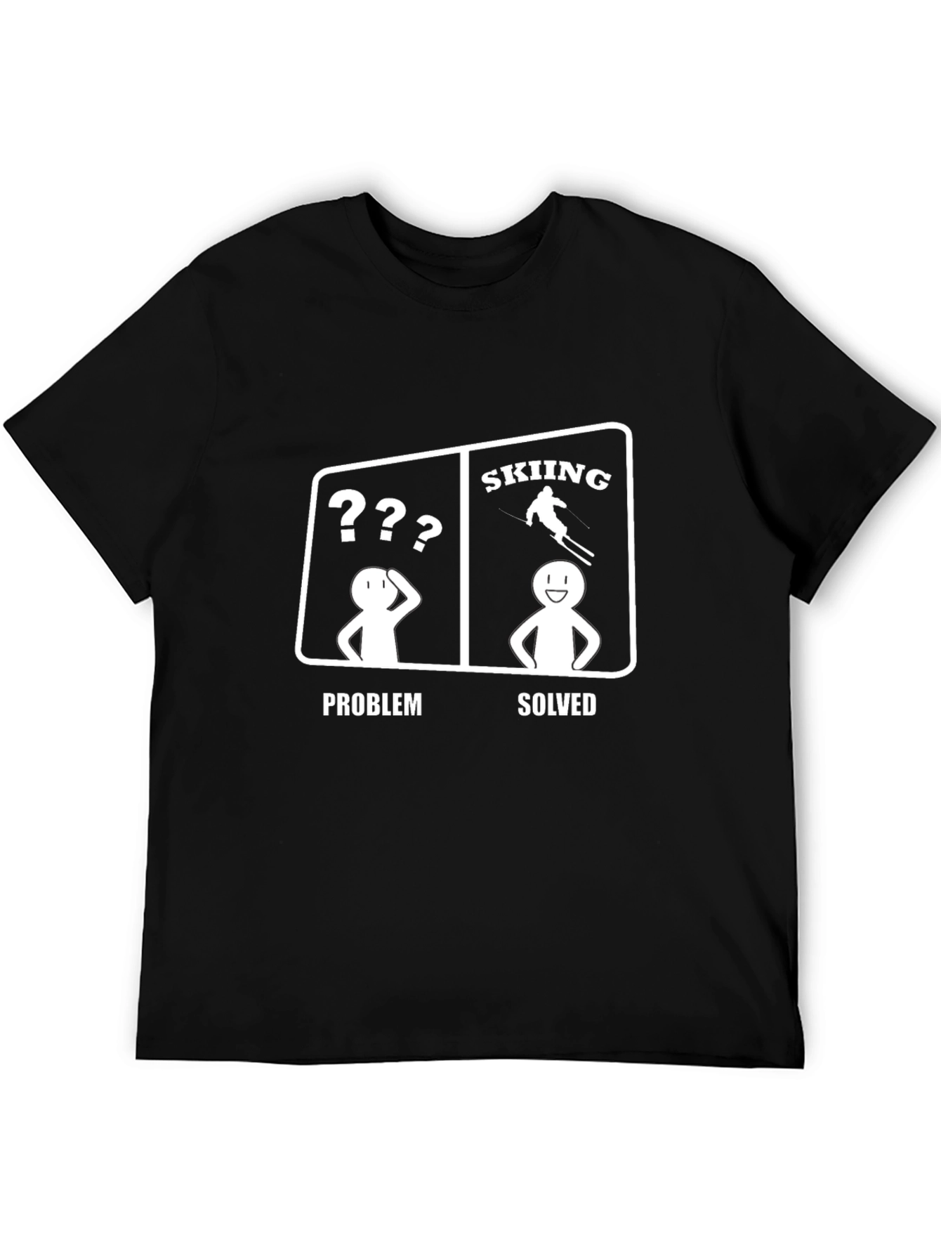 Black Skiing Problem Solved T-Shirt view 5
