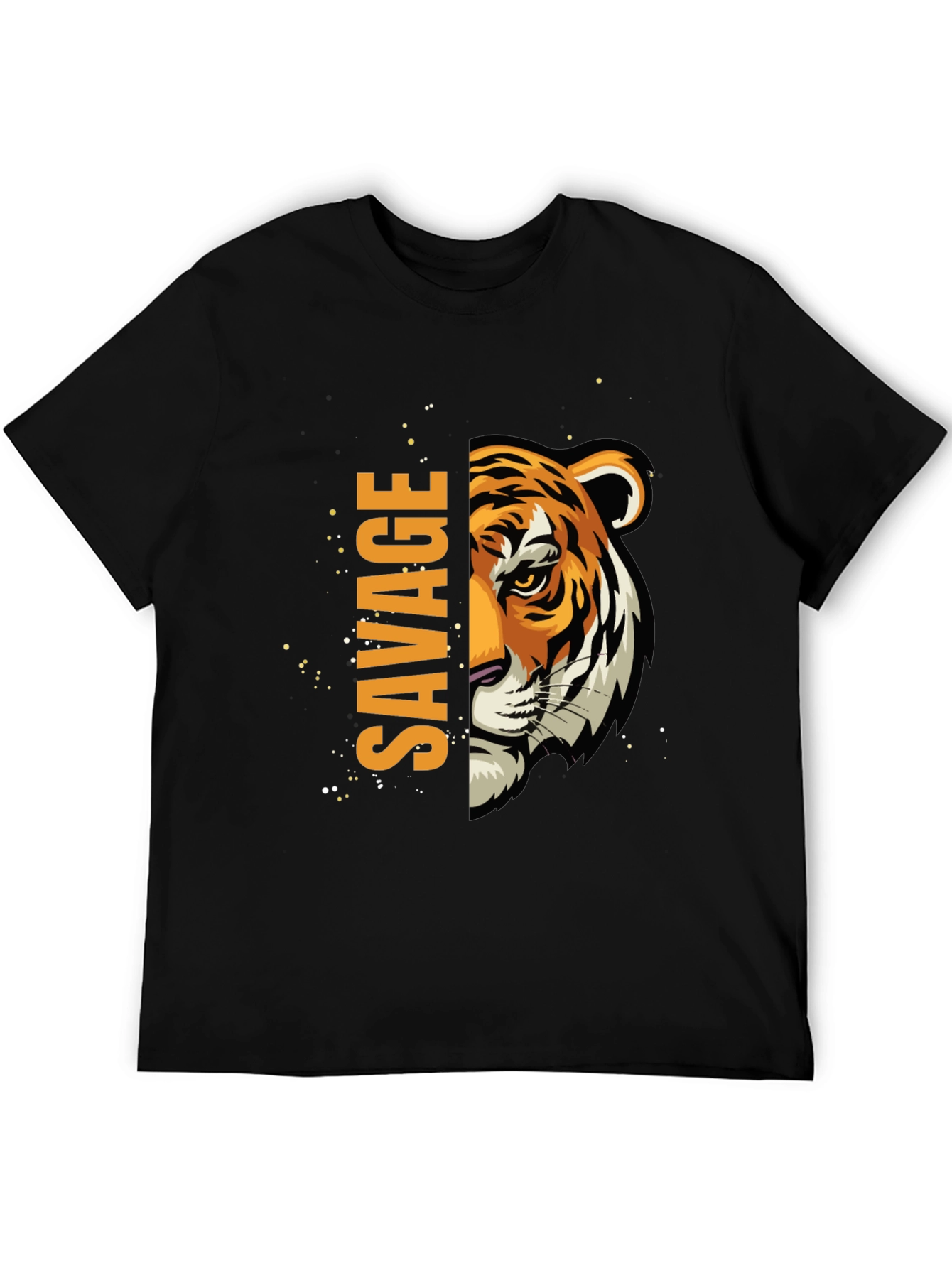 Black Savage Tiger Graphic Black T-Shirt view 5