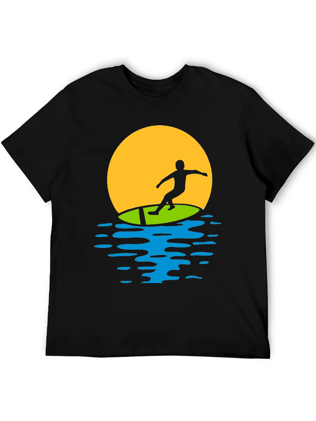 Black Surfer Sunset Graphic Tee - Black Cotton T-Shirt view 5