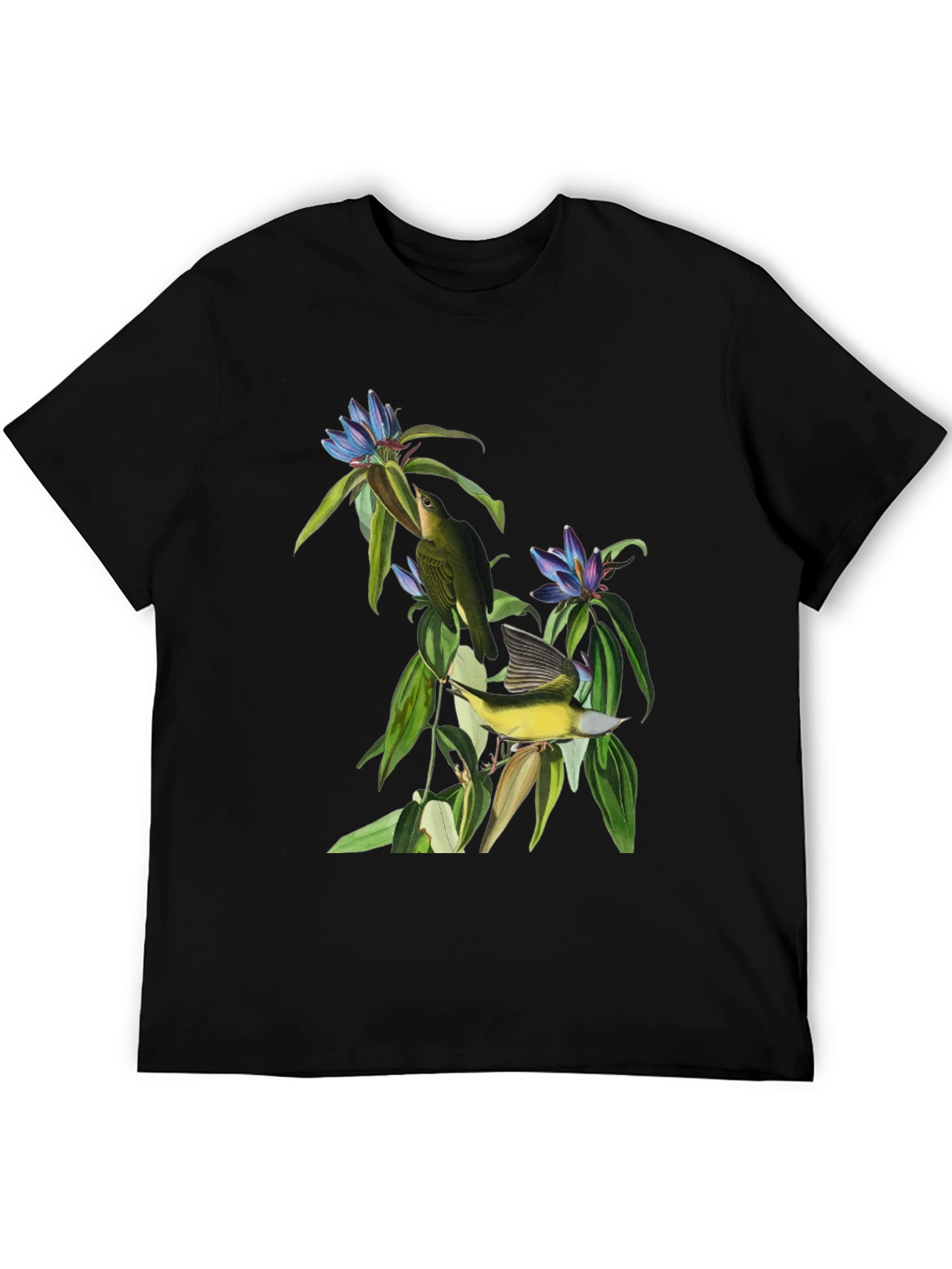 Black Vintage Botanical Bird Graphic Tee view 5