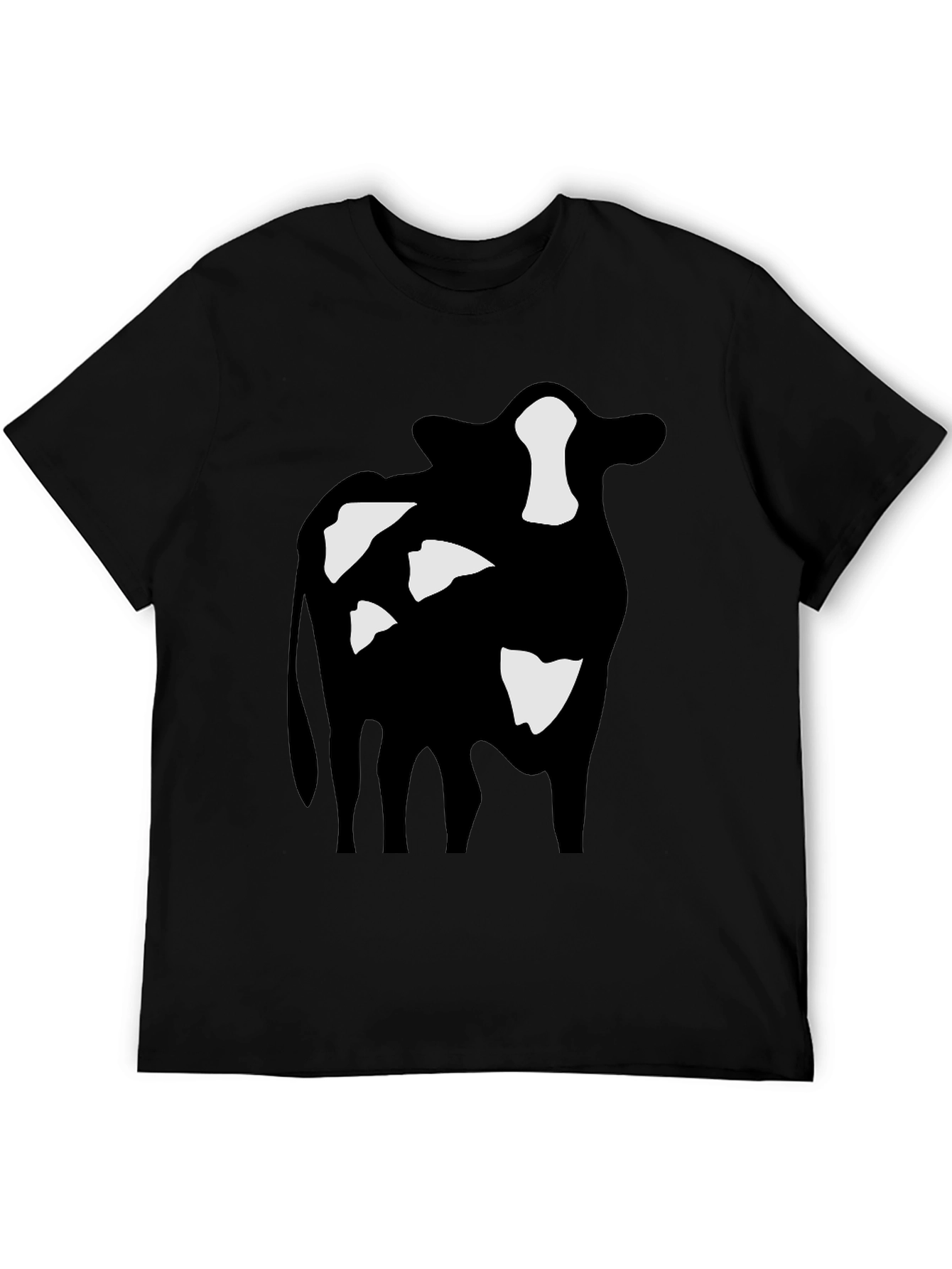 Black Cow Print Black T-Shirt view 5