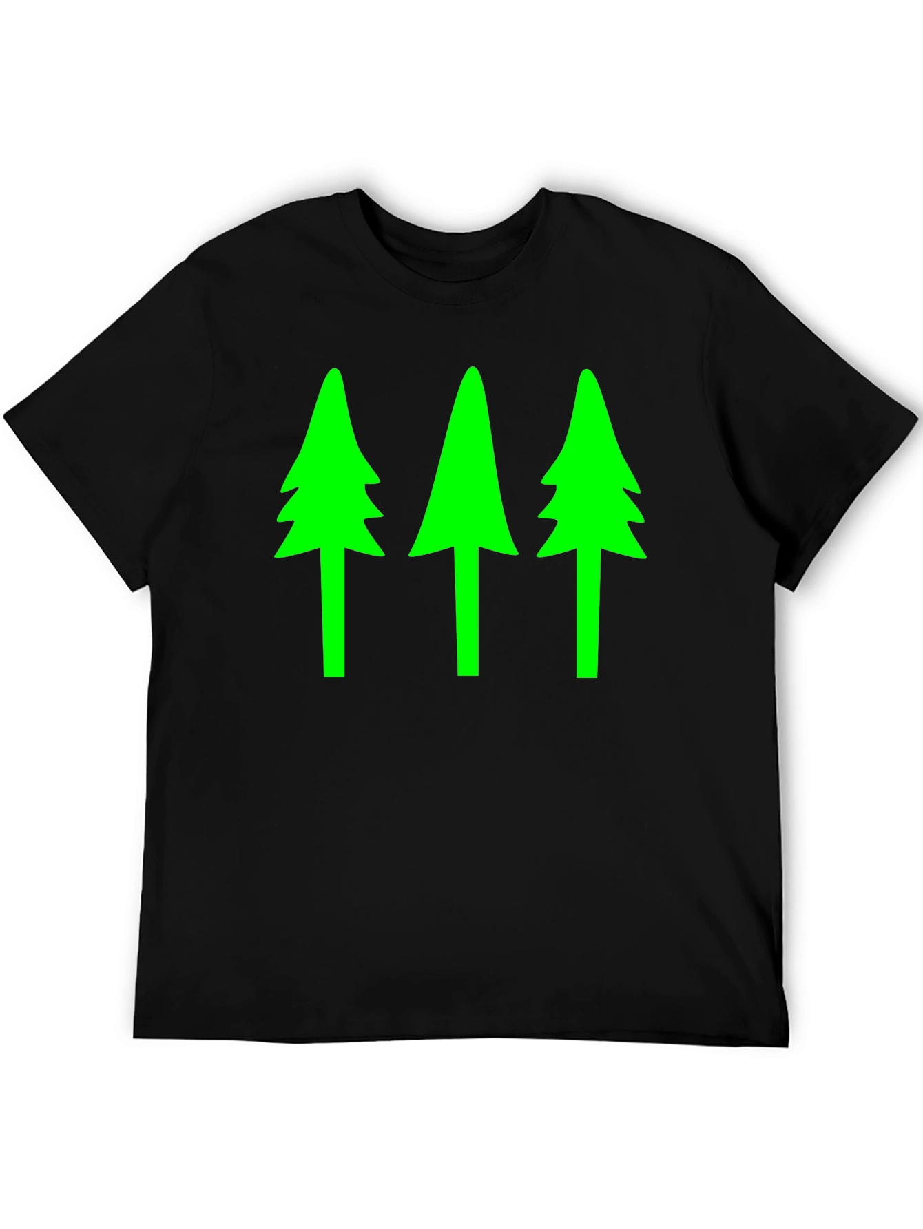 Black Green Tree Graphic Black T-Shirt view 5