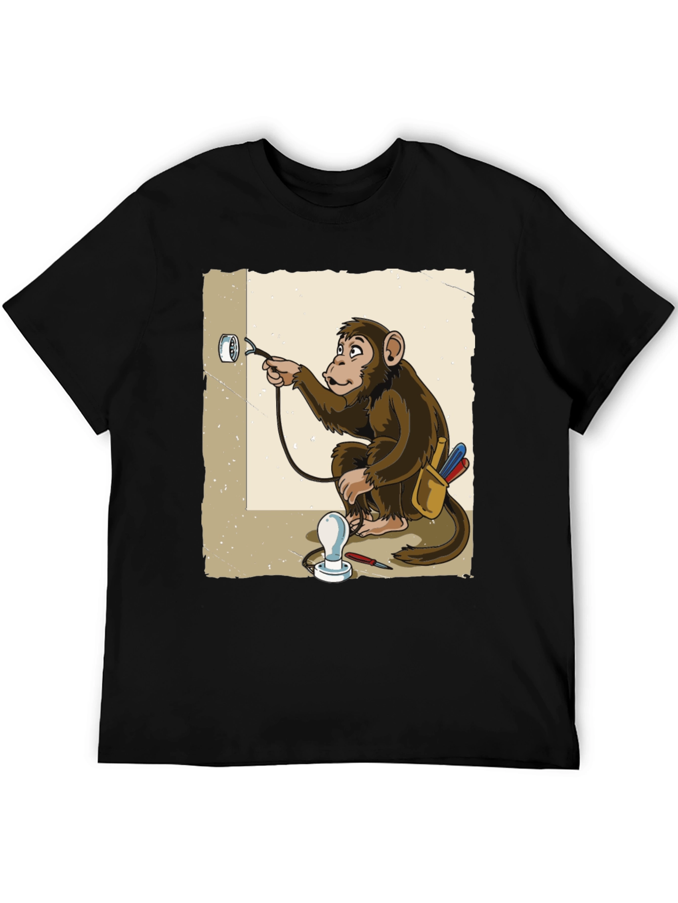 Black Electrician Monkey Graphic T-Shirt view 5