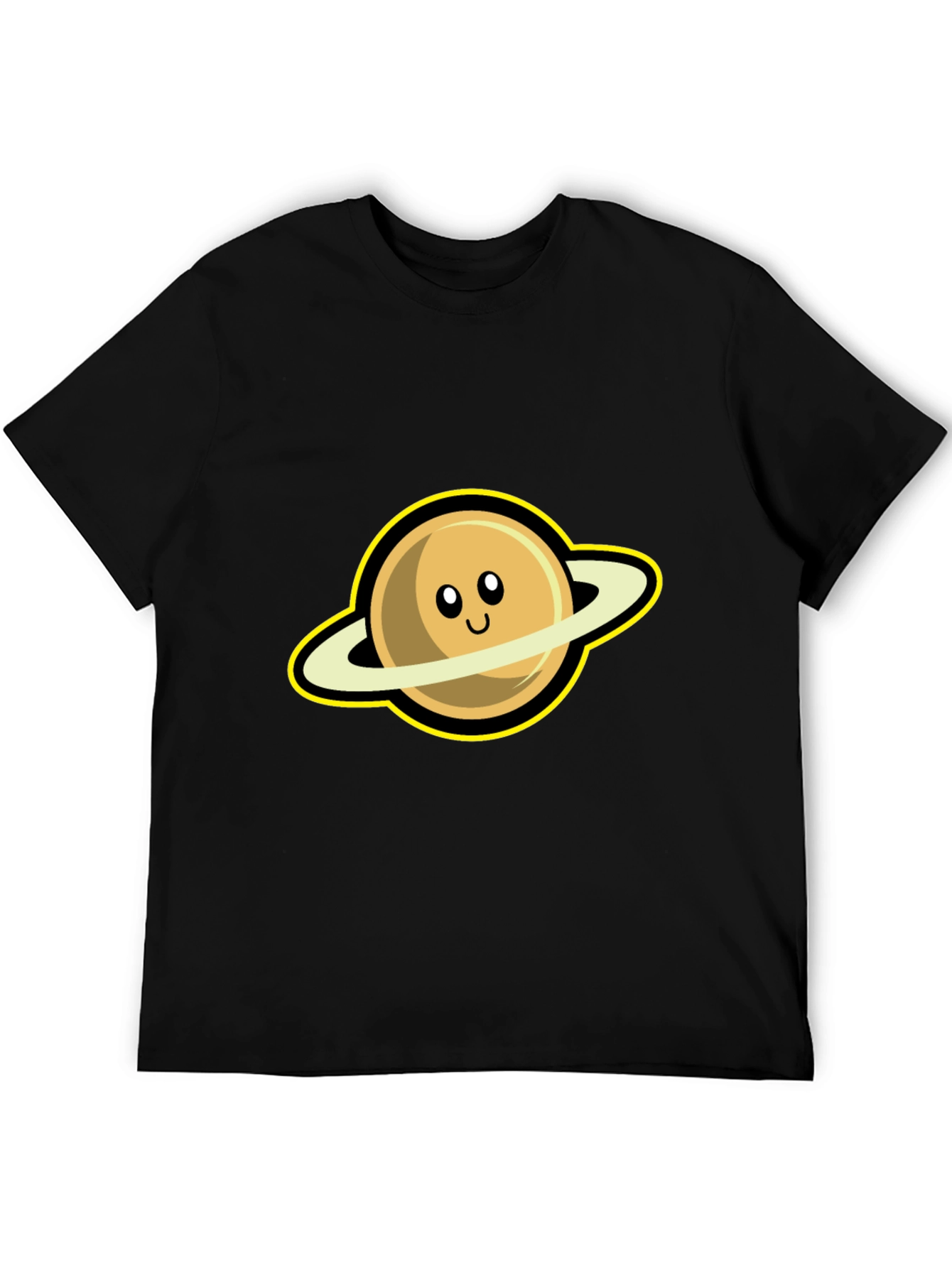 Black Cute Saturn Graphic Tee - Black Short Sleeve Shirt view 5