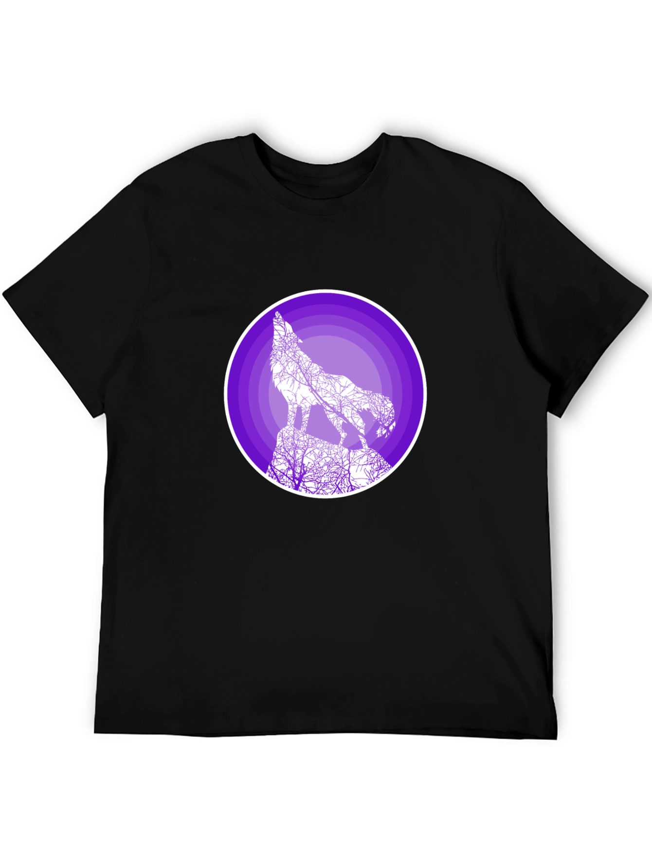 Black Wolf Silhouette Graphic T-Shirt - Black view 5