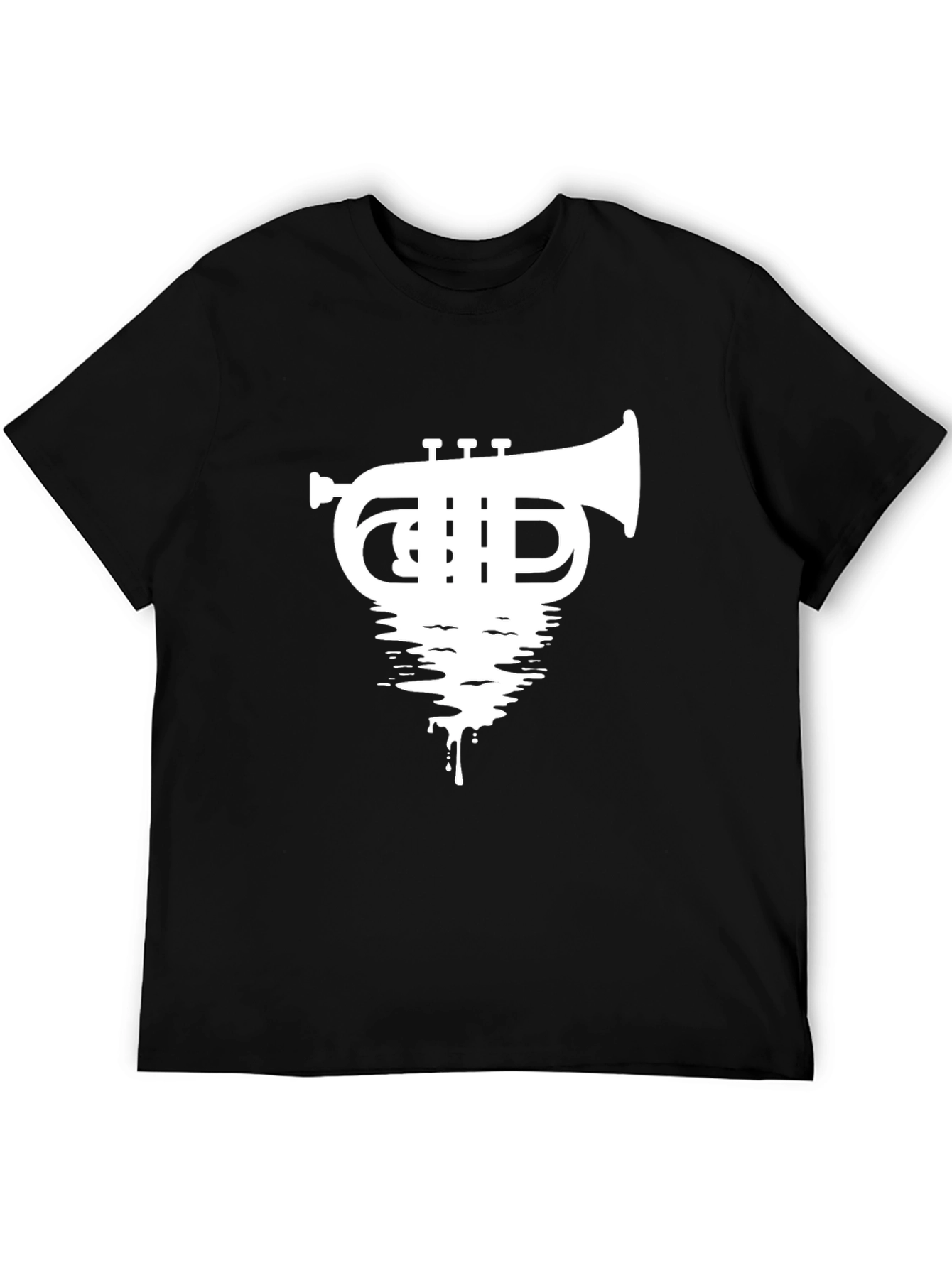 Black Trumpet Drip Graphic Tee - Black Cotton T-Shirt view 5