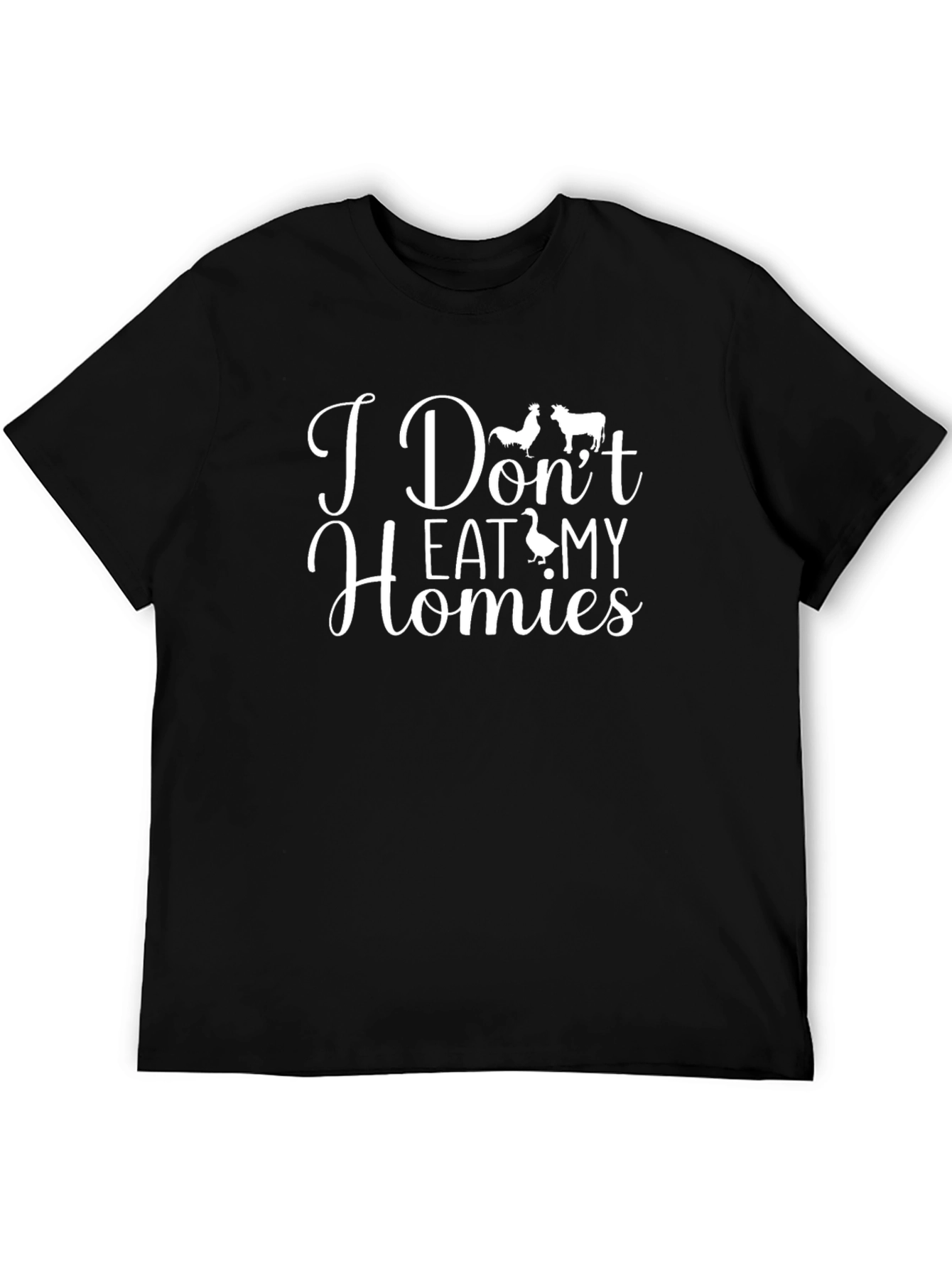 Black Vegan Graphic T-Shirt - I Don't Eat My Homies view 5