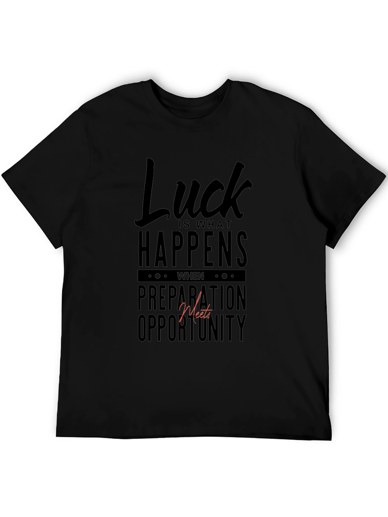 Black Luck Happens Black Graphic Tee view 5