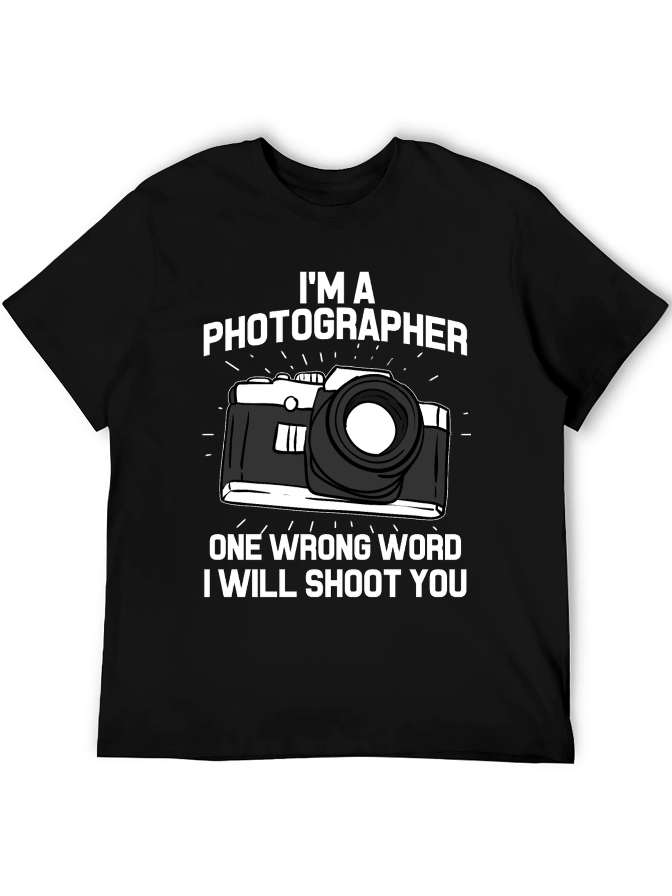 Black Photographer T-Shirt: I'll Shoot You Funny Camera Tee view 5