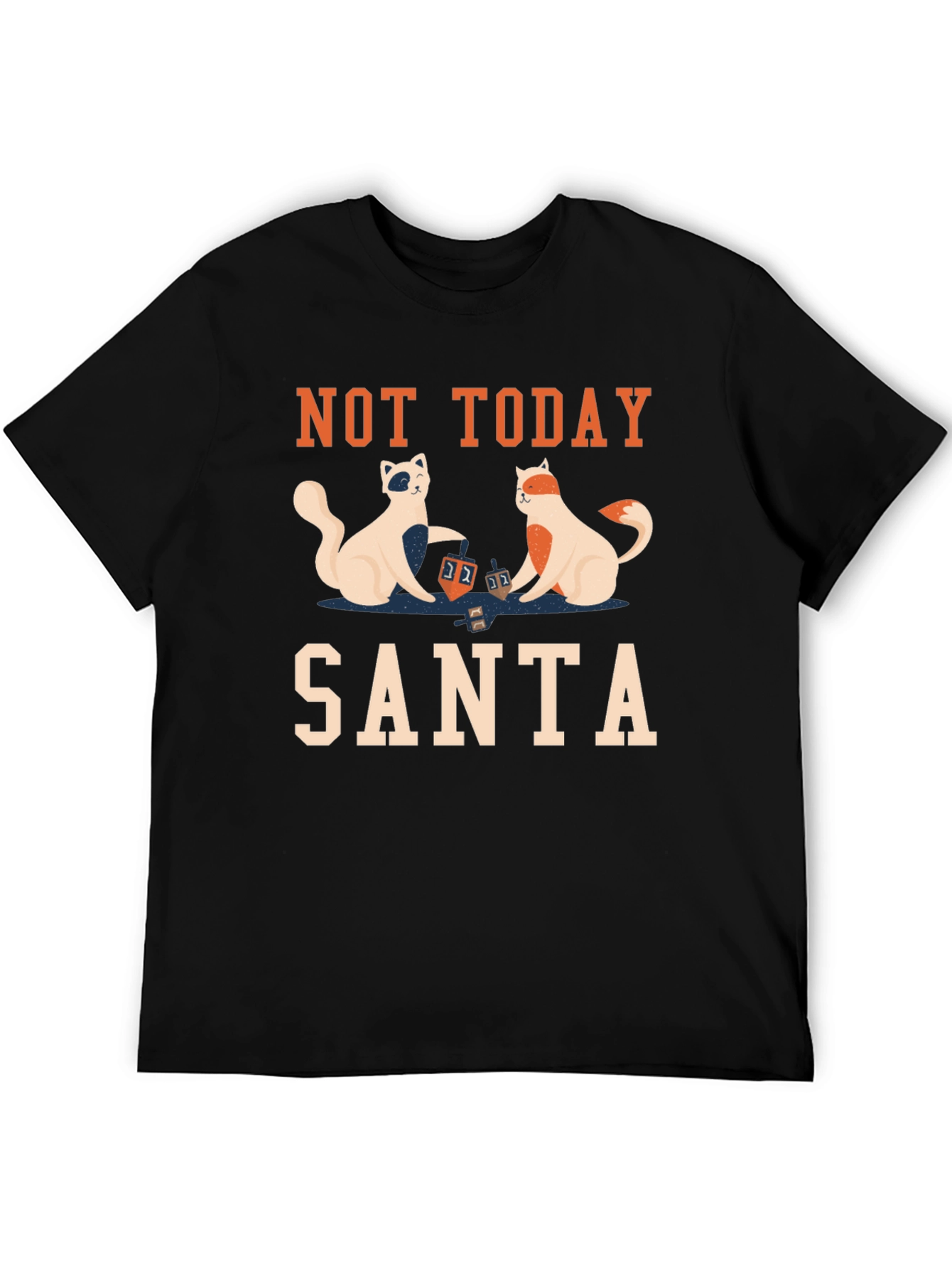 Black Not Today Santa T-Shirt with Cats Playing Dreidel view 5
