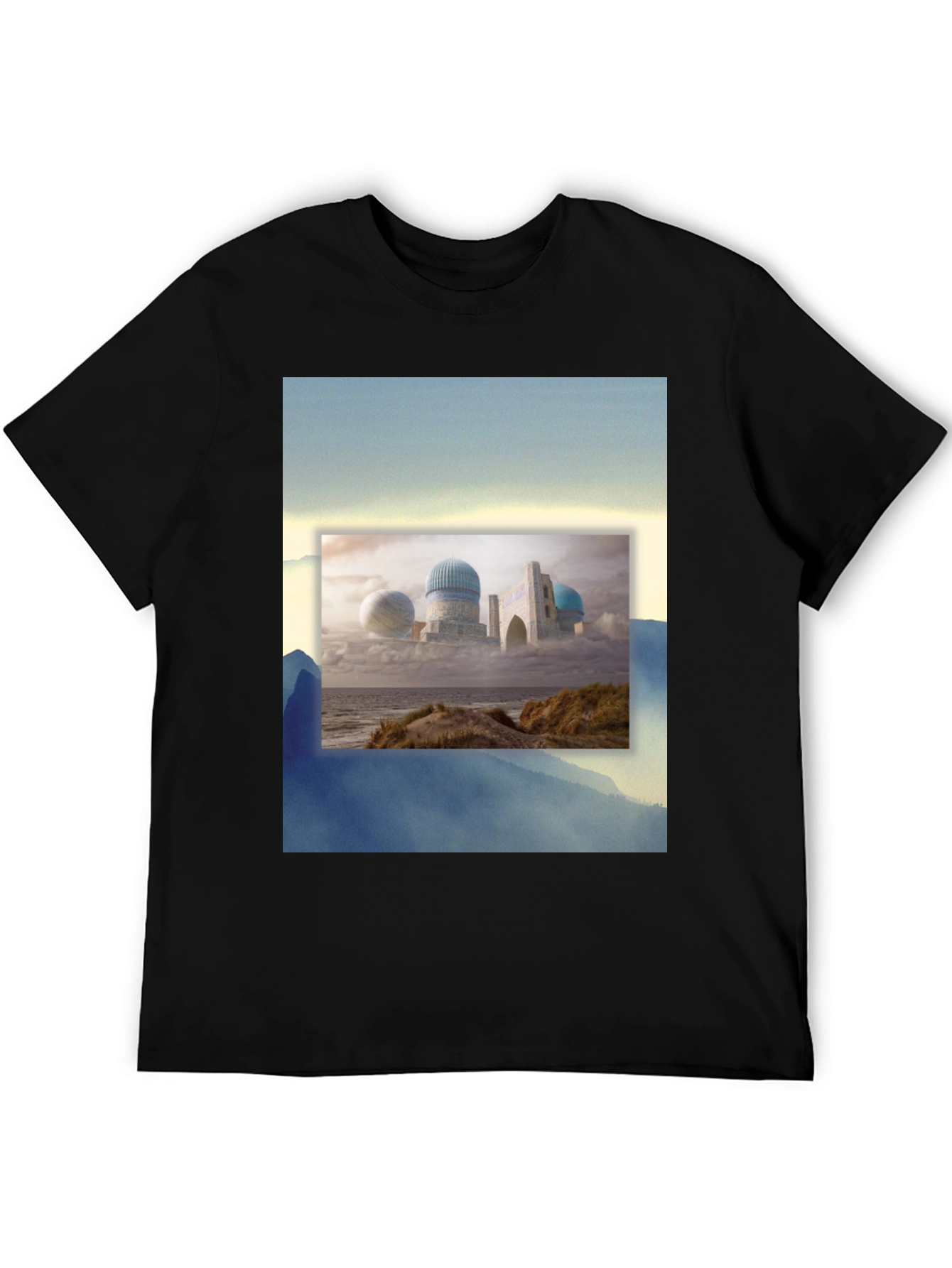 Black Dreamscape Tee: Unique Graphic Print, Soft Cotton Blend view 5