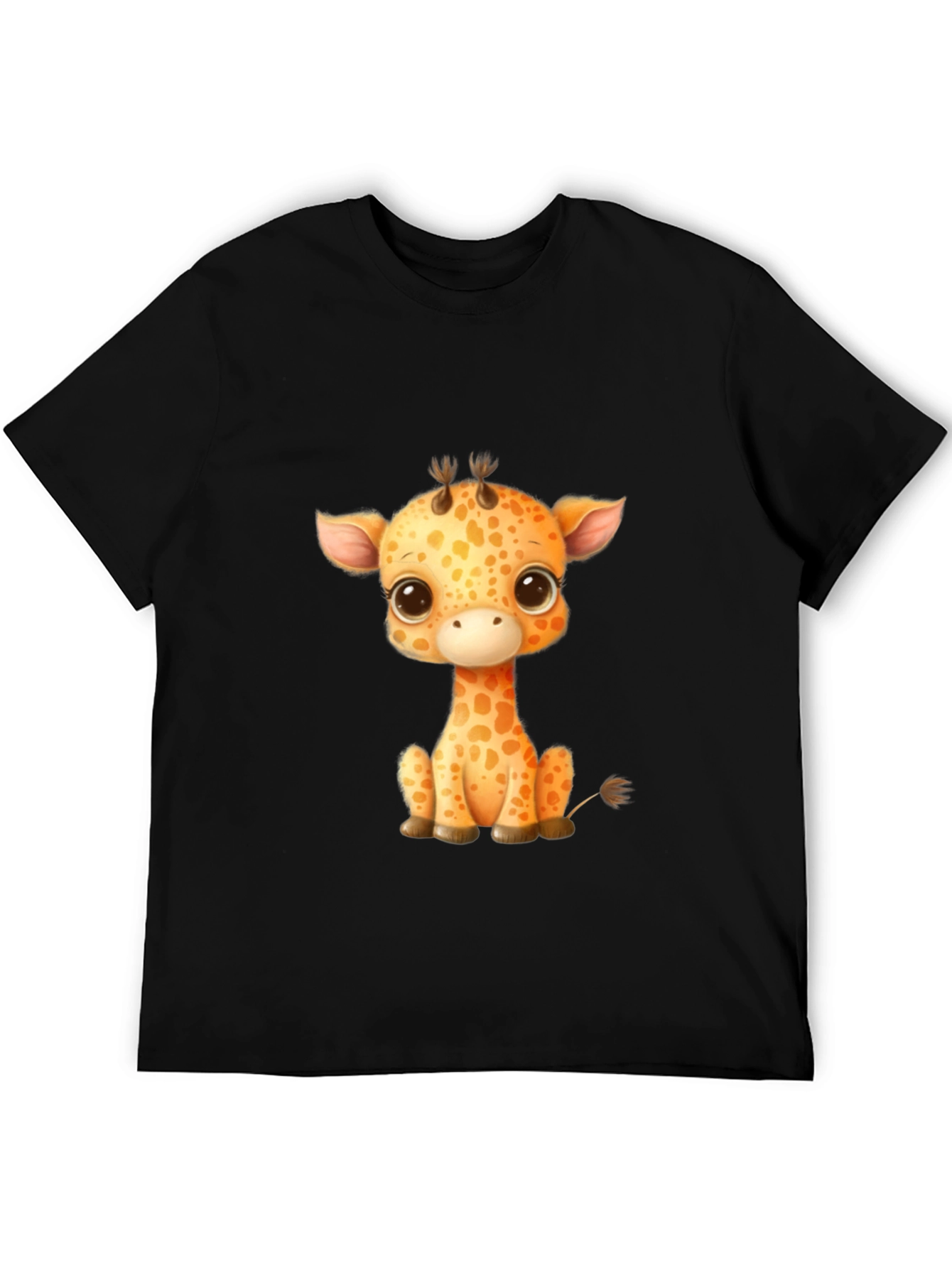 Black Cute Giraffe Graphic T-Shirt - Unisex view 5