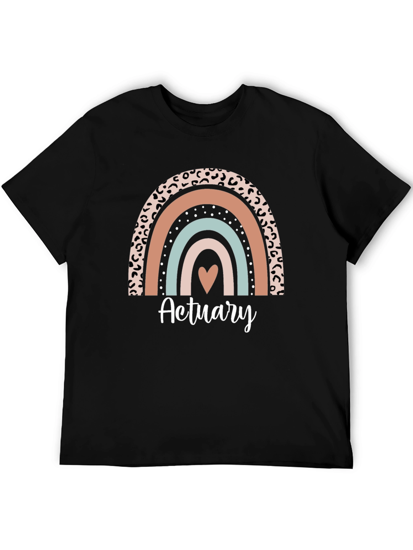 Black Actuary Rainbow Heart Graphic T-Shirt view 5