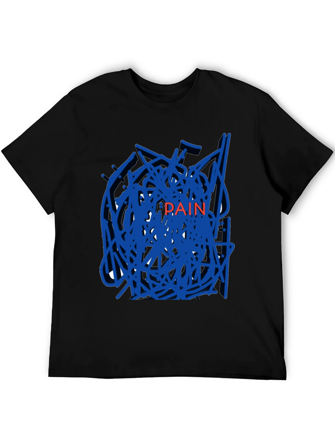 Black Edgy "Pain" Graphic Black T-Shirt view 5